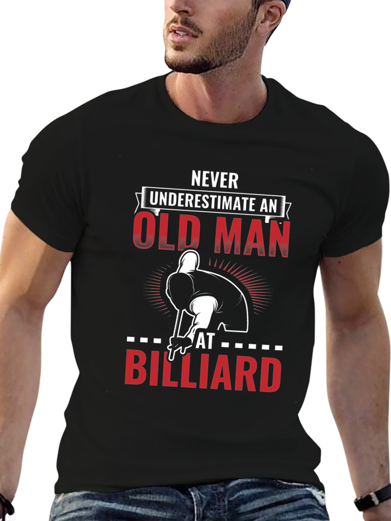 Never Underestimate Old Man Billiard T-Shirt