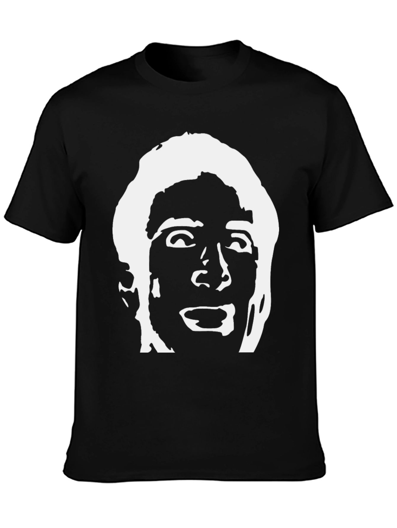 Black T-Shirt with White Face Graphic