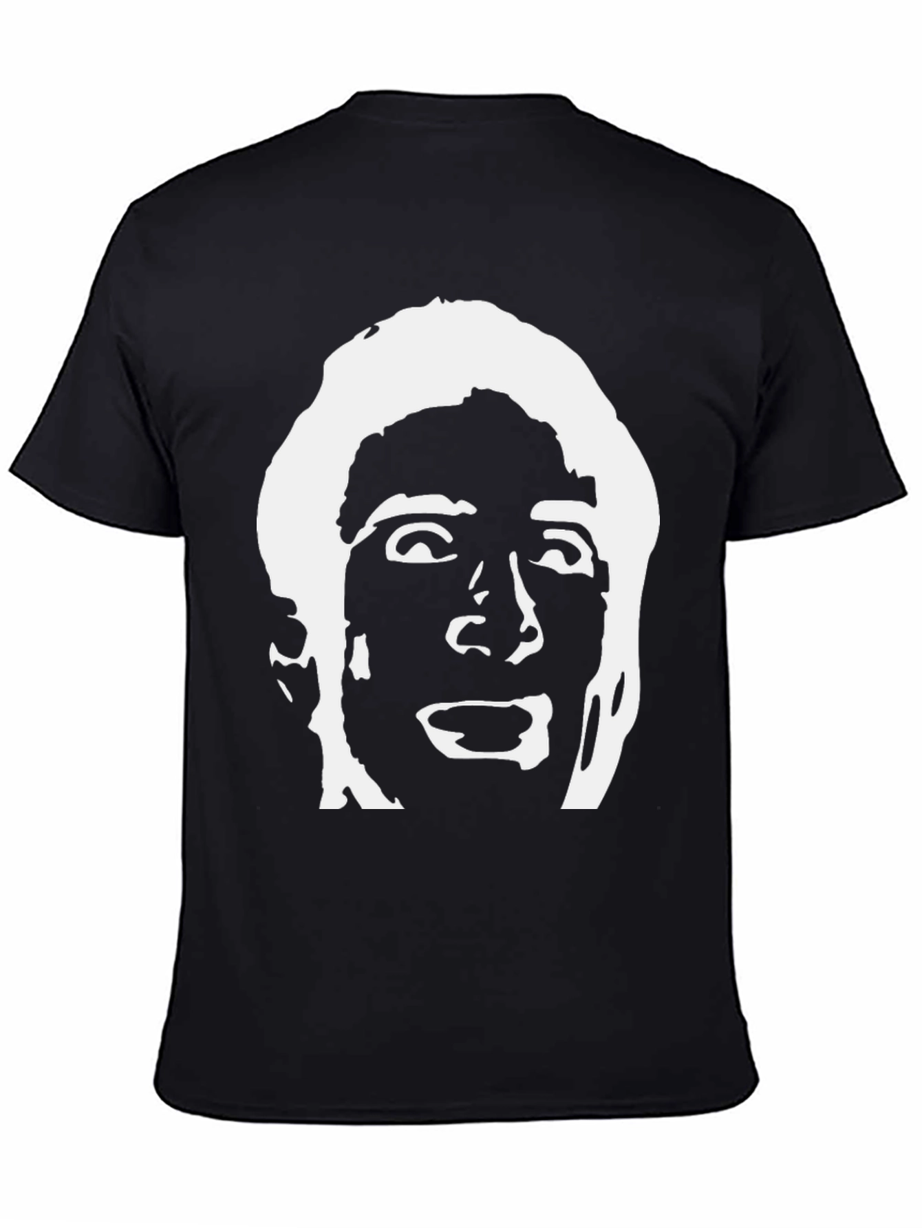 Black T-Shirt with White Face Graphic