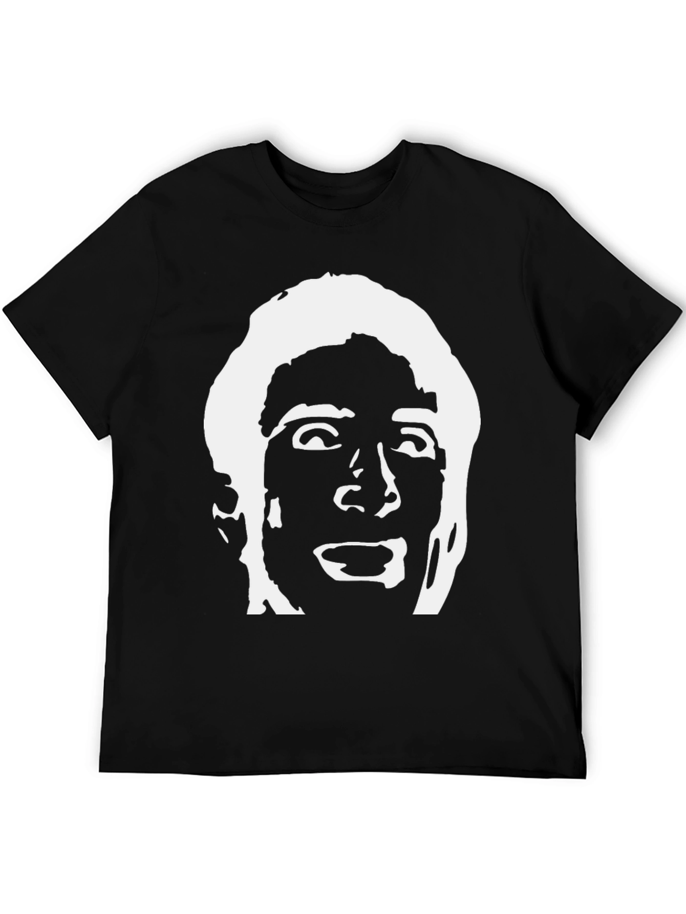 Black T-Shirt with White Face Graphic