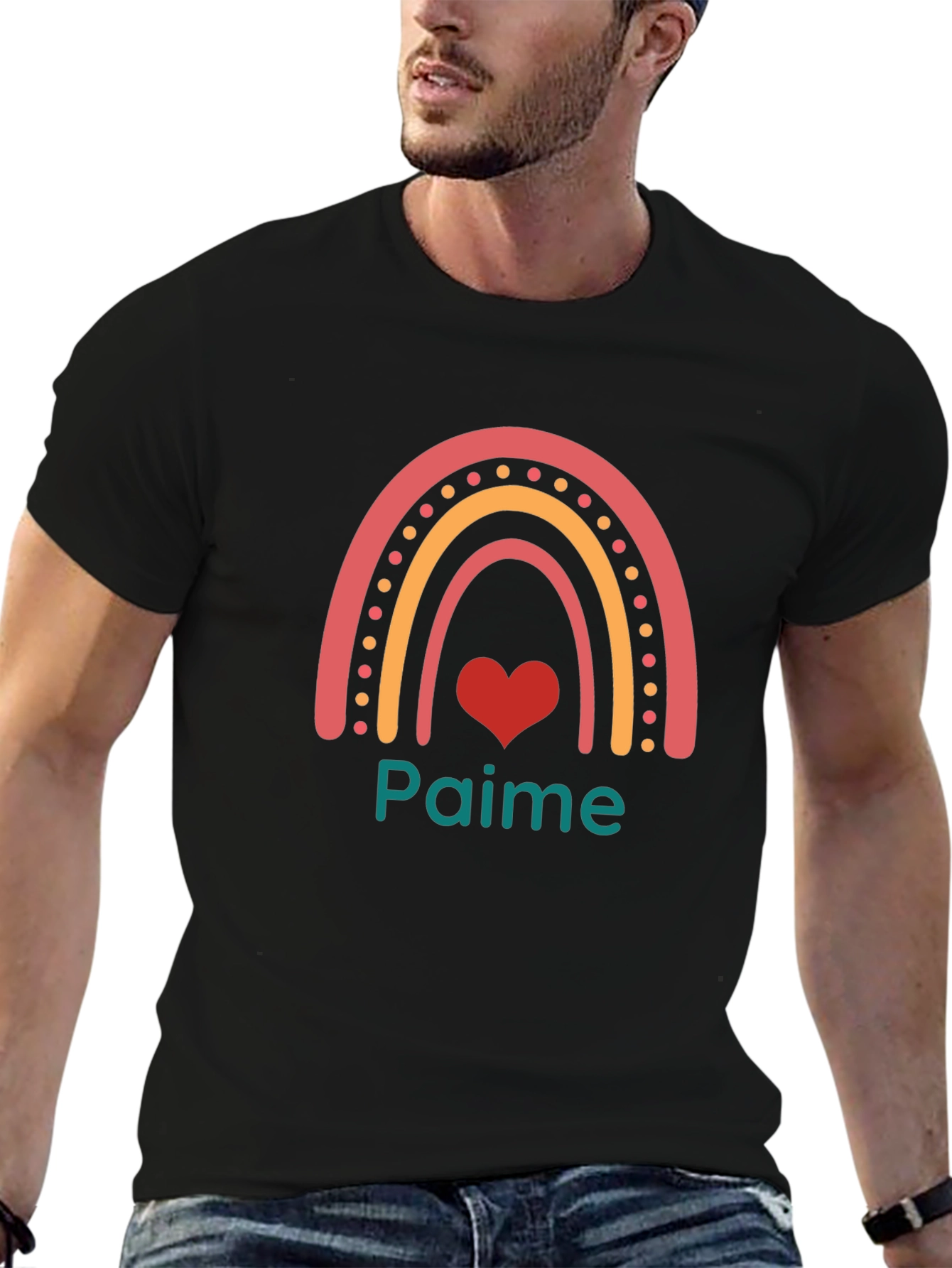 Rainbow Heart Paime Graphic Tee - Black