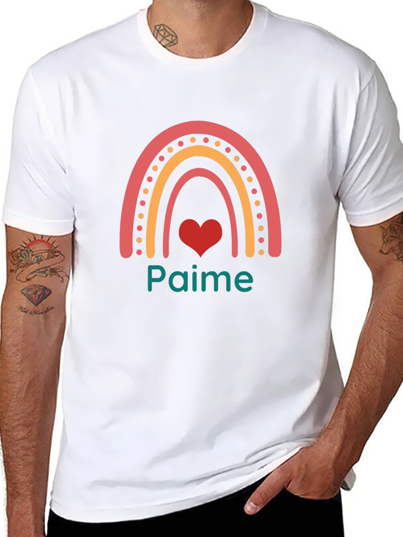 Rainbow Heart Paime Graphic Tee - Black