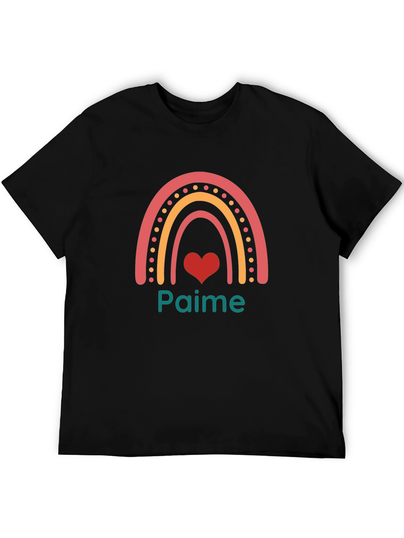 Rainbow Heart Paime Graphic Tee - Black