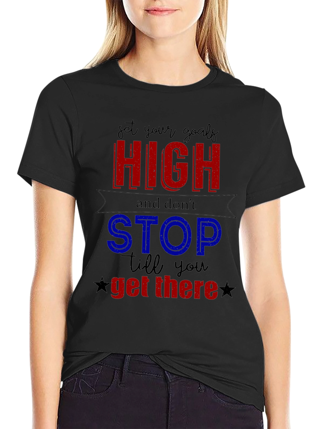 Motivational Set Your Goals High Graphic Tee