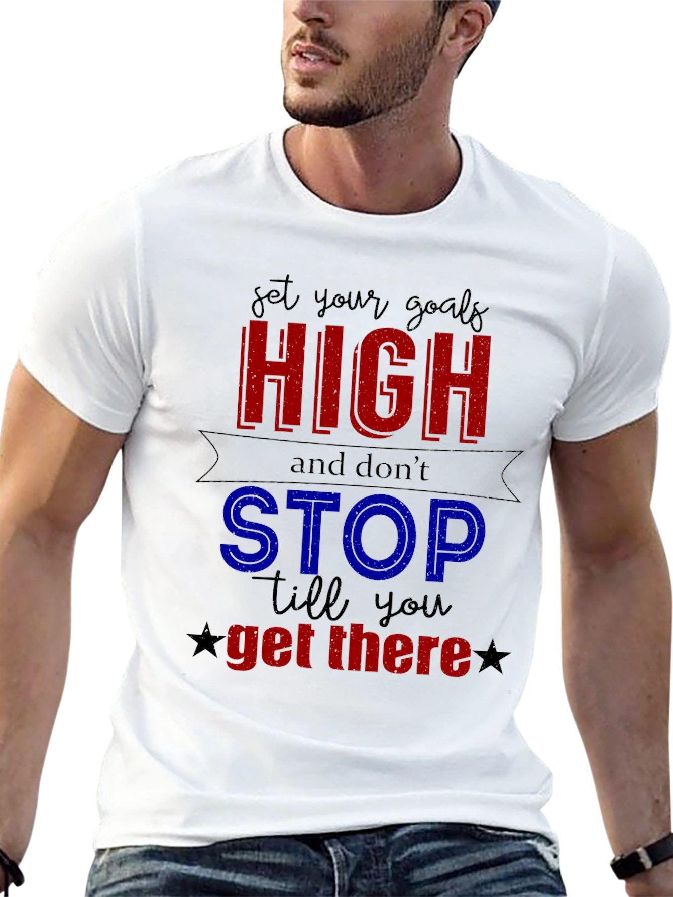 Motivational Set Your Goals High Graphic Tee