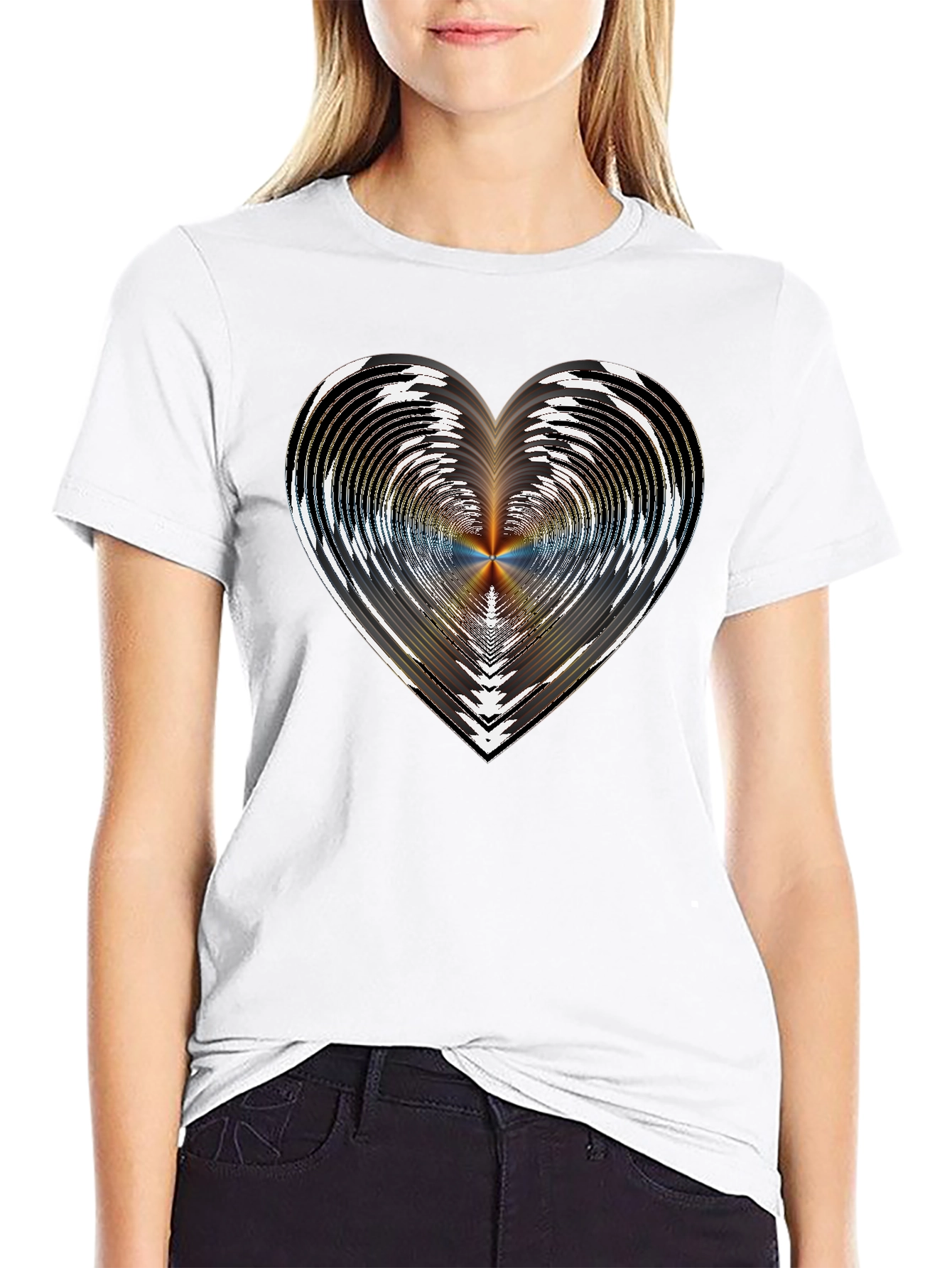 Abstract Heart Graphic Tee - Modern Style