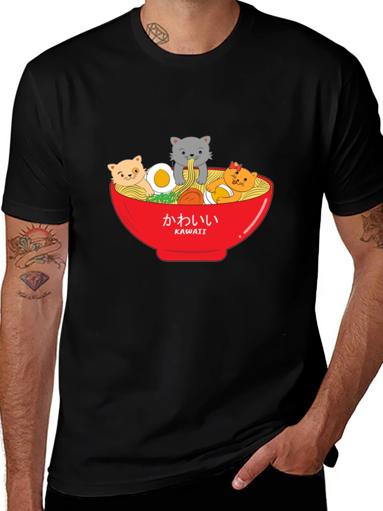 Kawaii Ramen Cat T-Shirt - Cute Anime Style