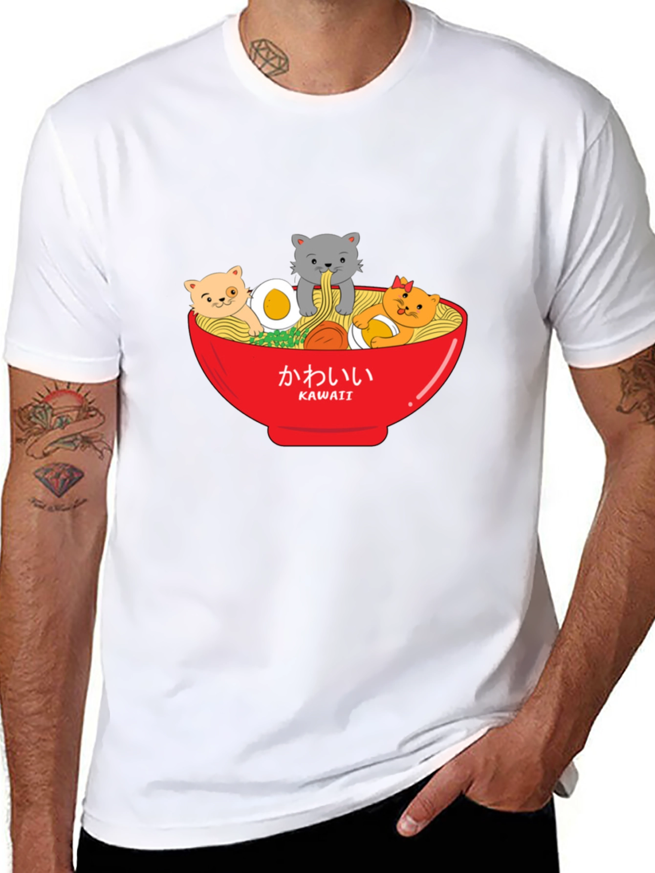 Kawaii Ramen Cat T-Shirt - Cute Anime Style