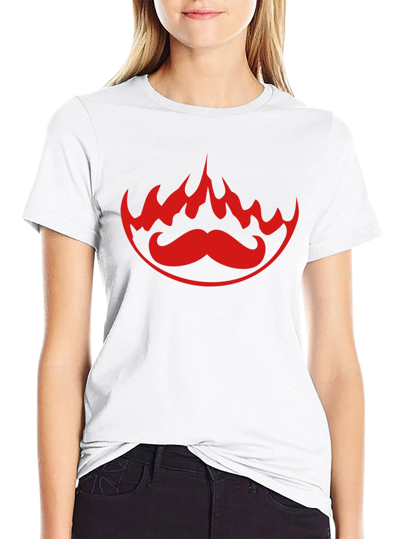Fiery Mustache Graphic Tee - Bold Black T-Shirt