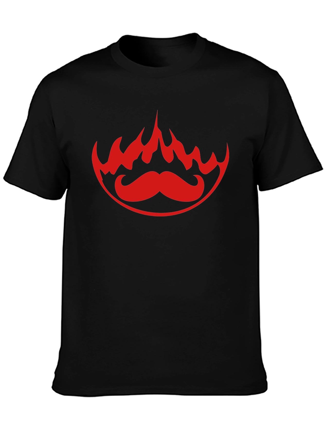 Fiery Mustache Graphic Tee - Bold Black T-Shirt