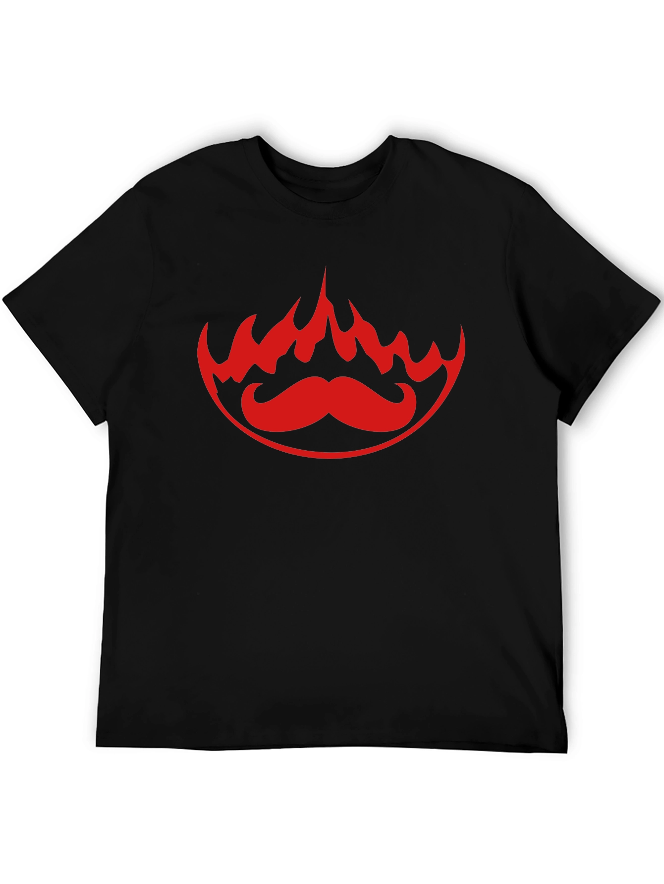 Fiery Mustache Graphic Tee - Bold Black T-Shirt
