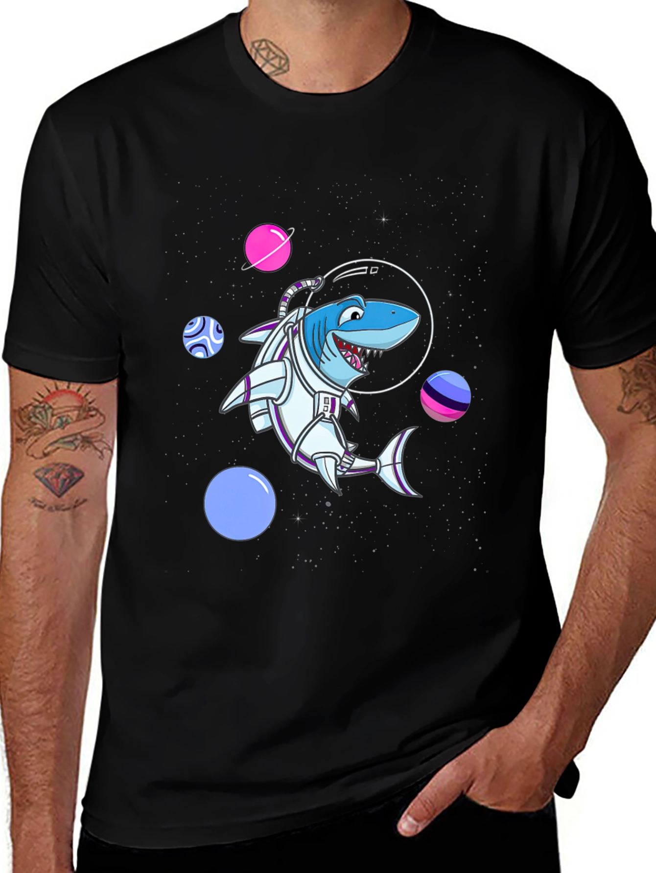 Shark Astronaut T-Shirt - Space Adventure Design