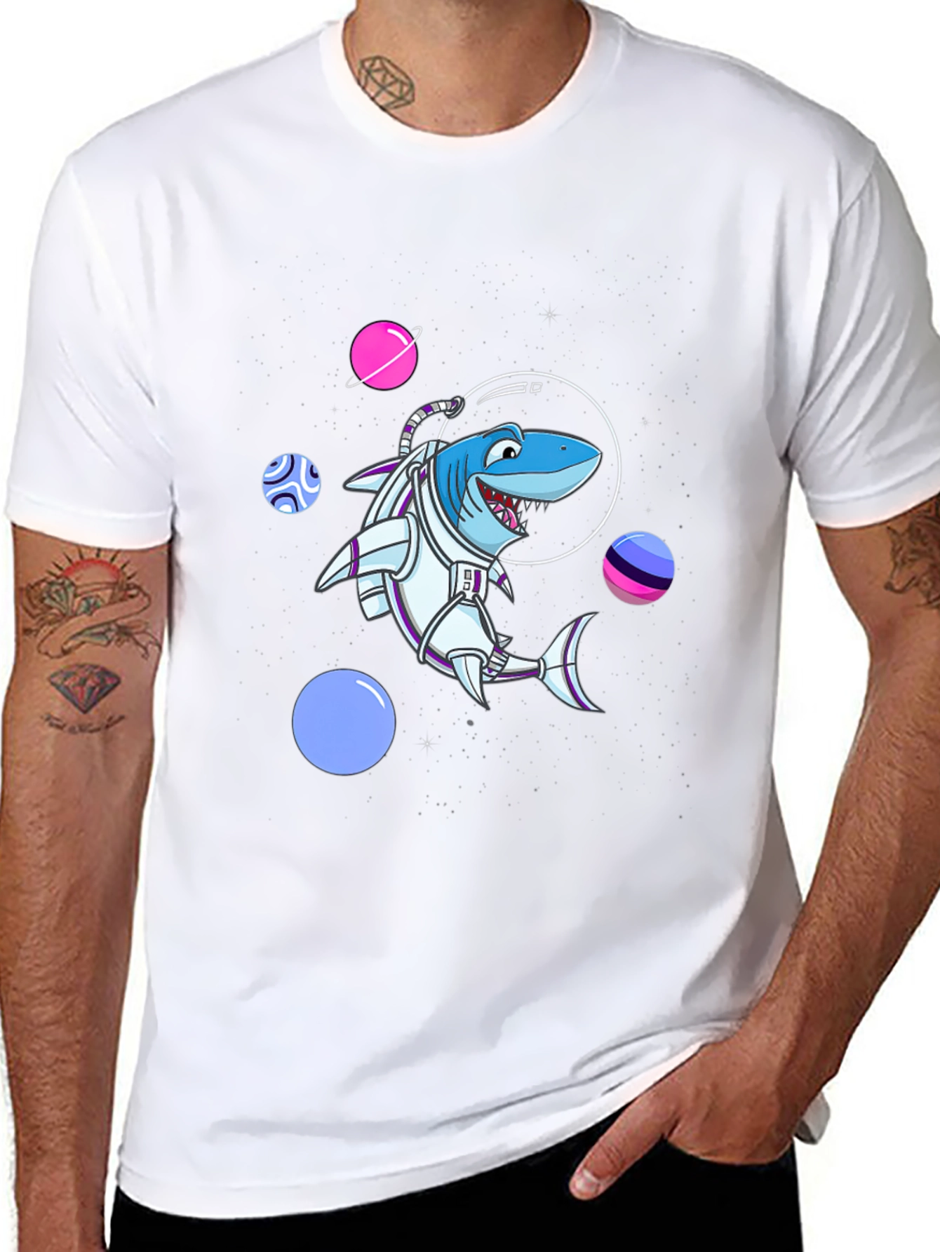 Shark Astronaut T-Shirt - Space Adventure Design