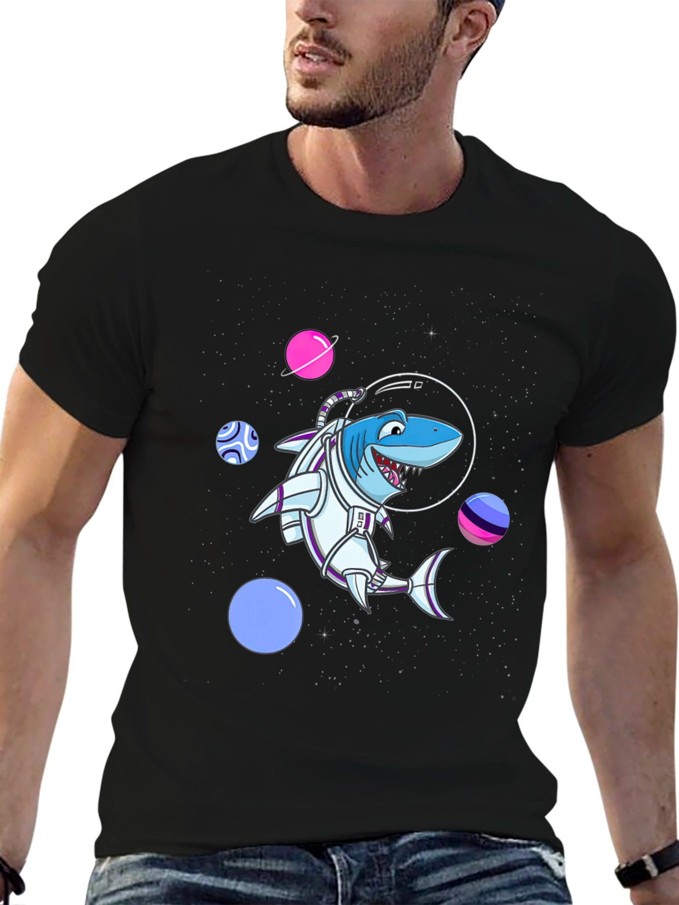 Shark Astronaut T-Shirt - Space Adventure Design