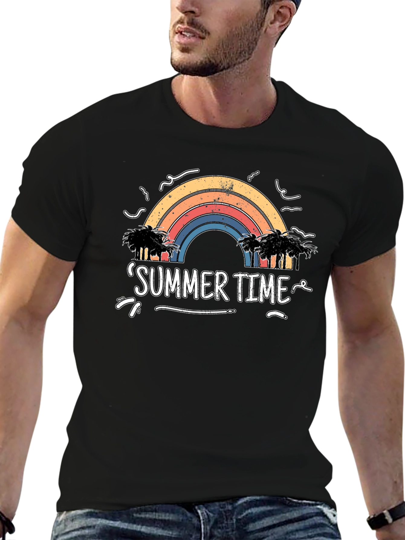 Summer Time Rainbow Palm Tree T-Shirt