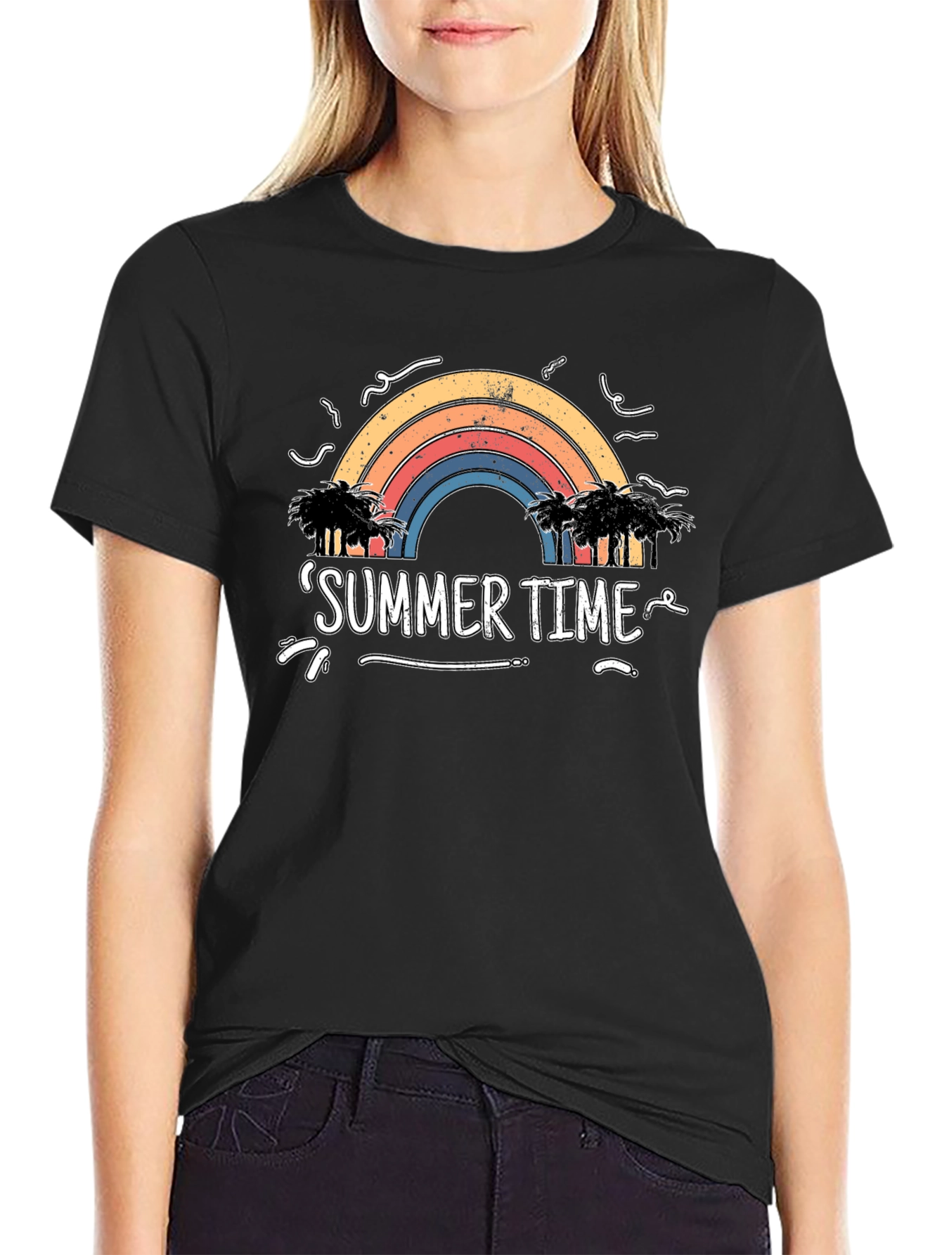 Summer Time Rainbow Palm Tree T-Shirt