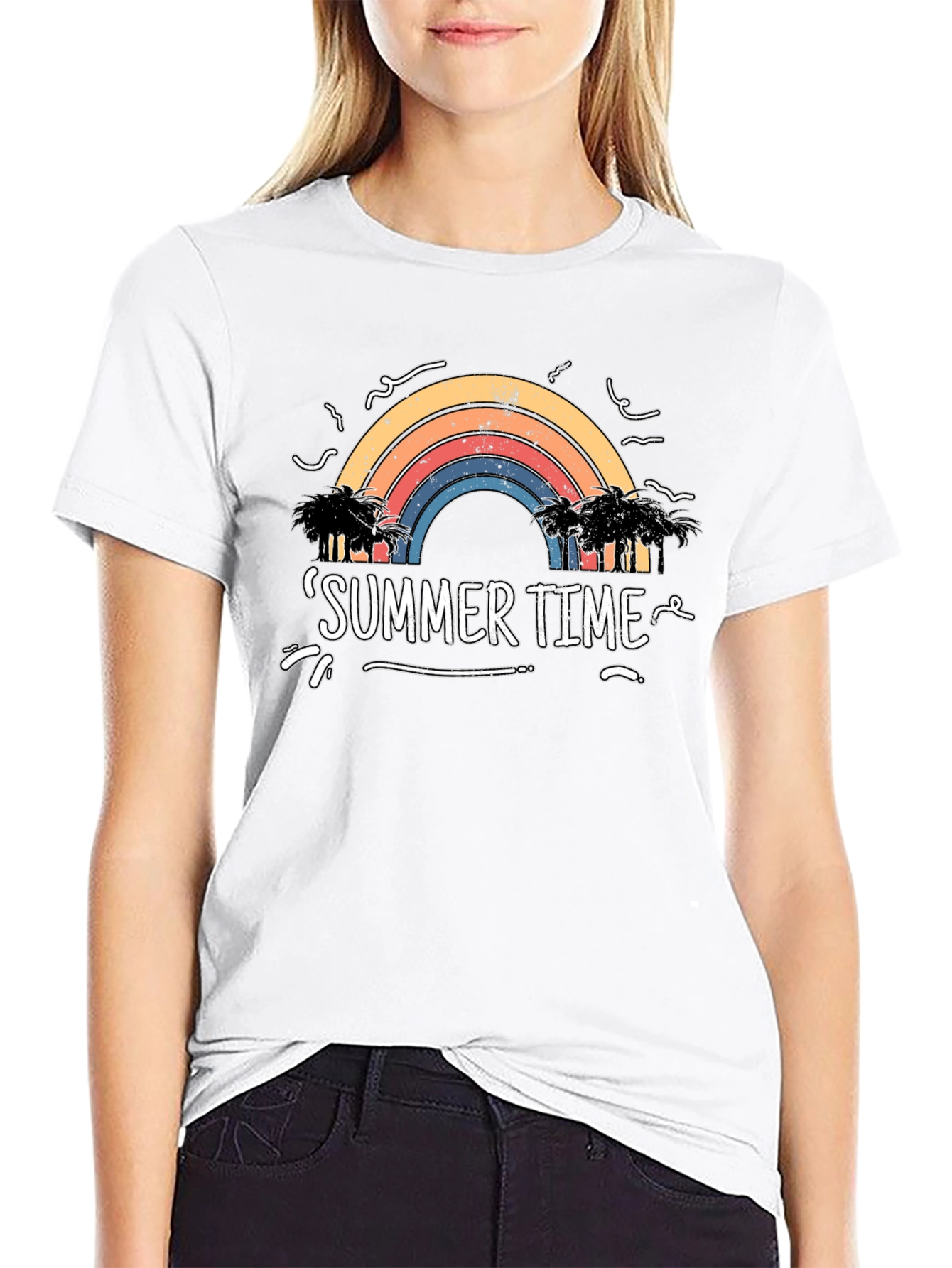 Summer Time Rainbow Palm Tree T-Shirt