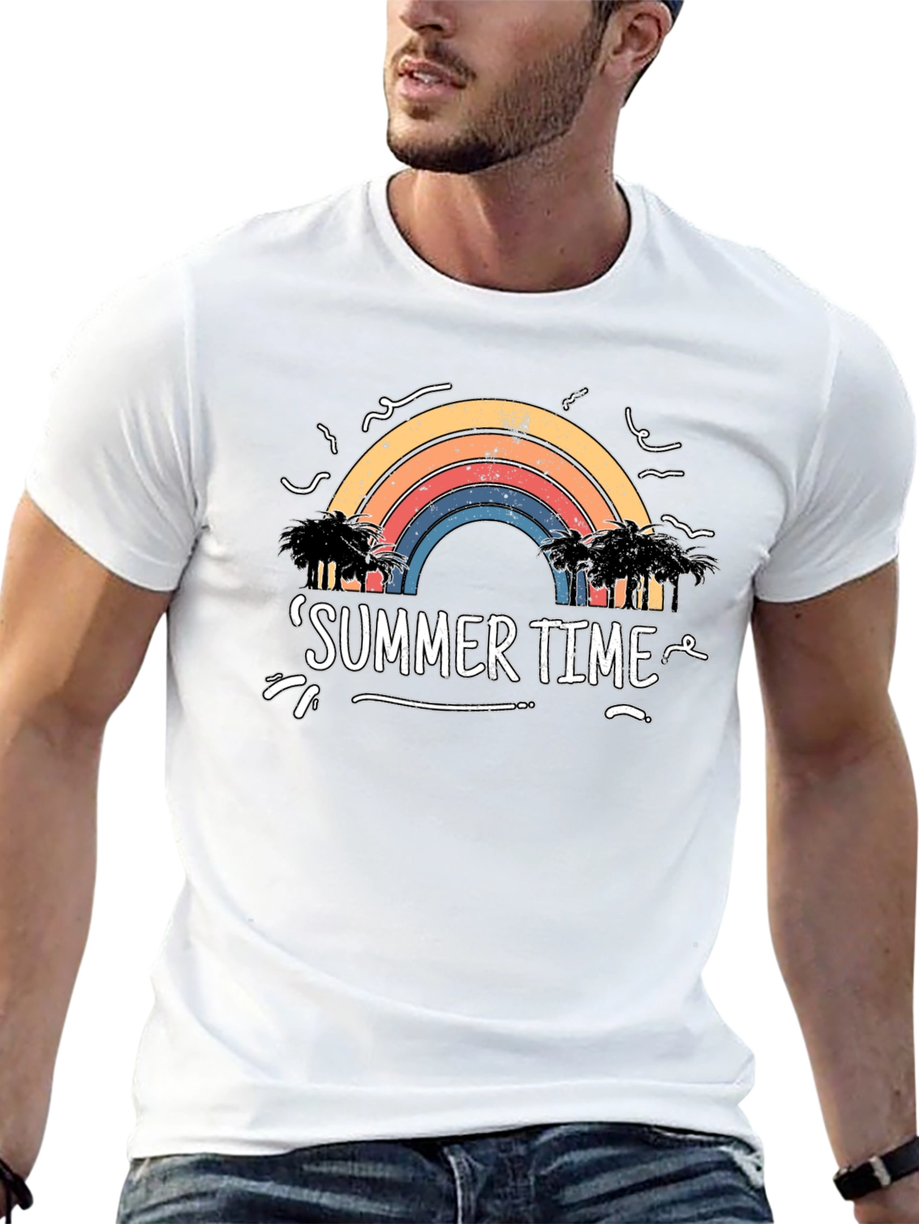 Summer Time Rainbow Palm Tree T-Shirt