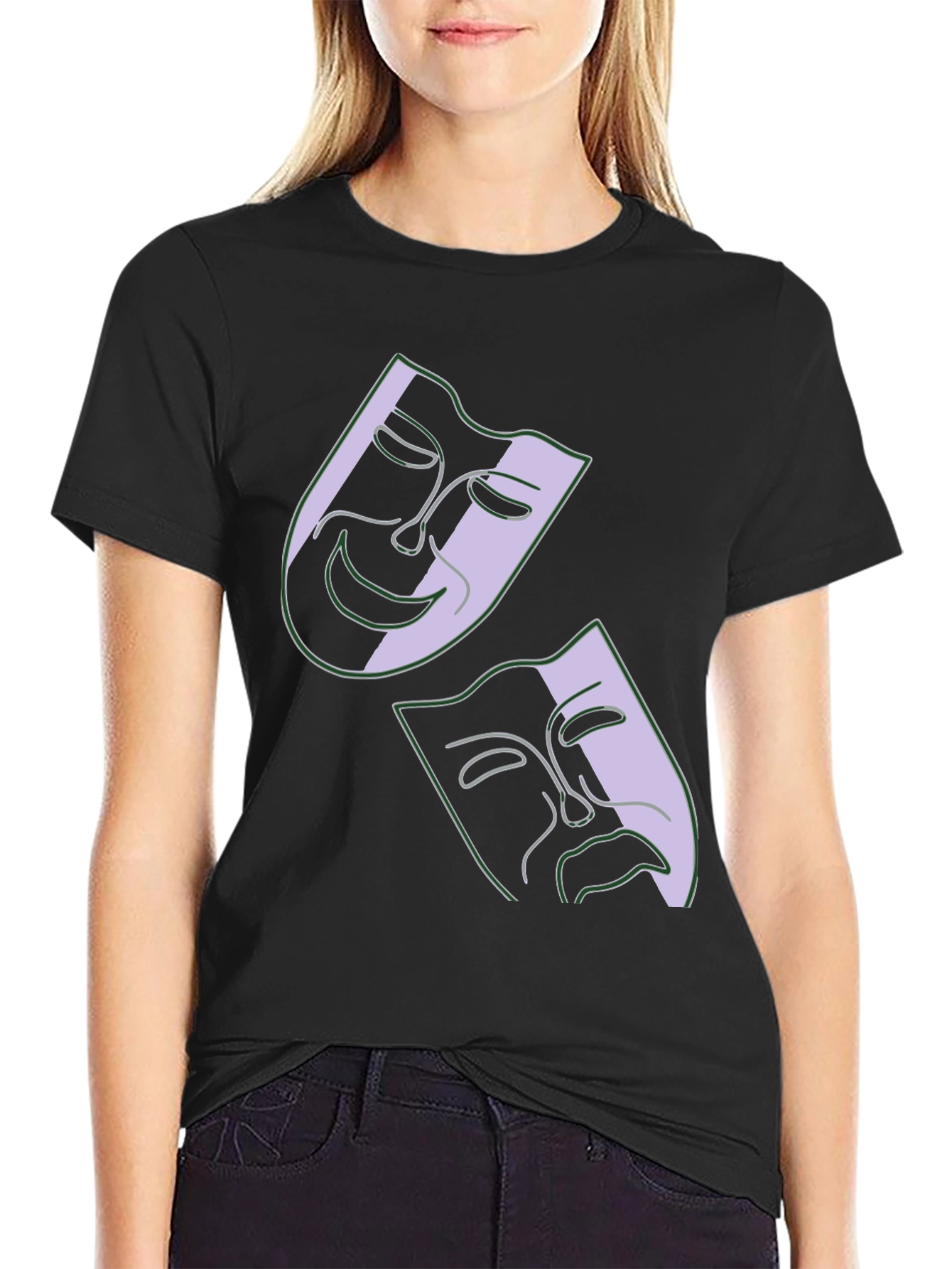 Comedy & Tragedy Masks Graphic Black T-Shirt