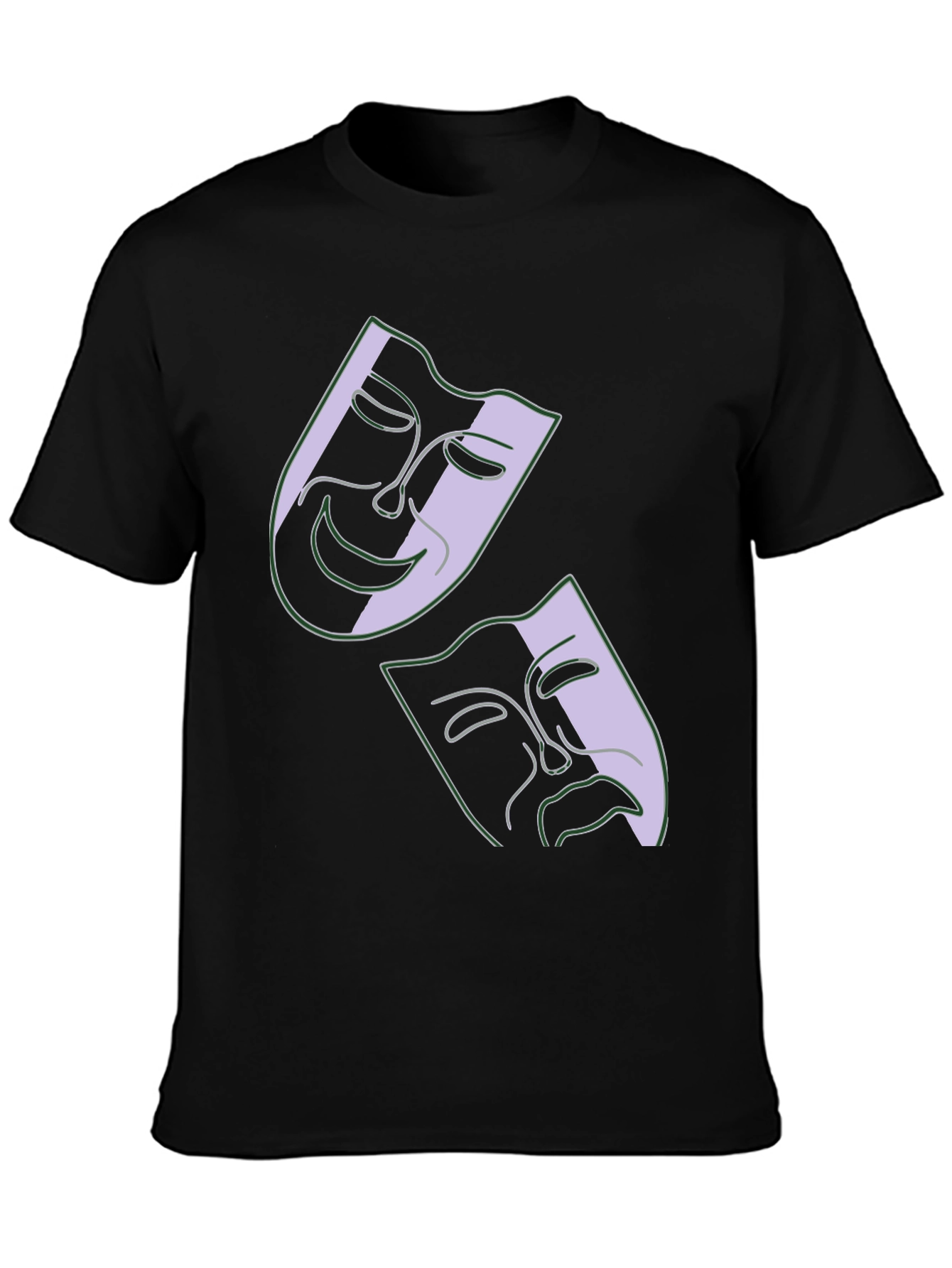 Comedy & Tragedy Masks Graphic Black T-Shirt