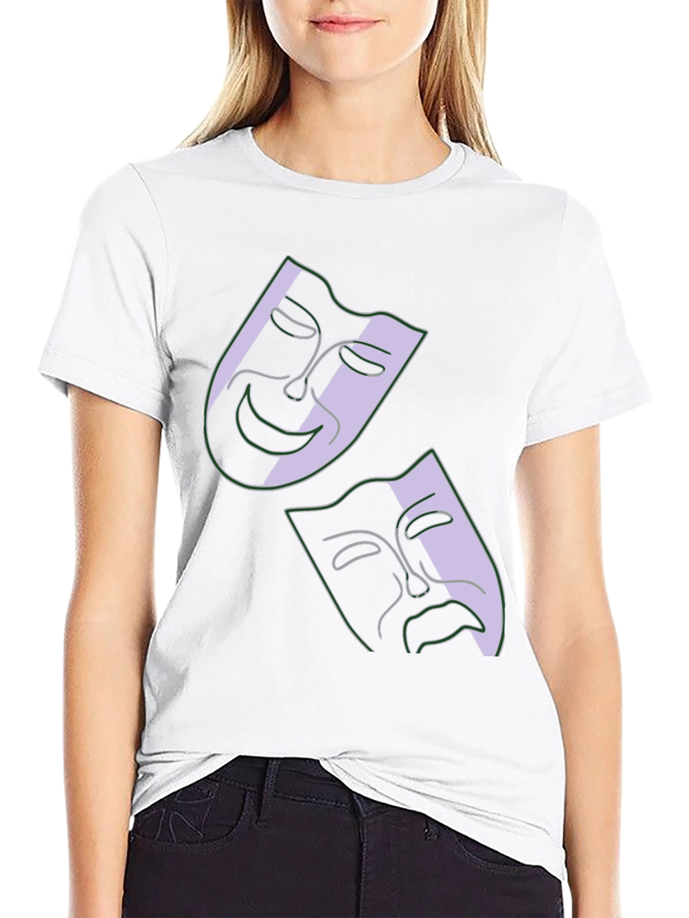 Comedy & Tragedy Masks Graphic Black T-Shirt