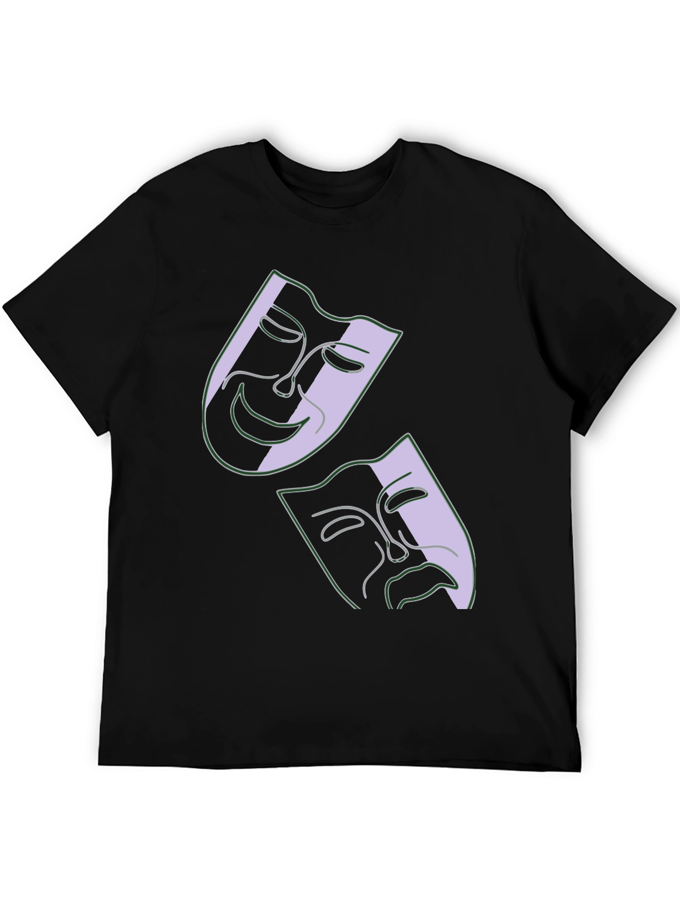 Comedy & Tragedy Masks Graphic Black T-Shirt