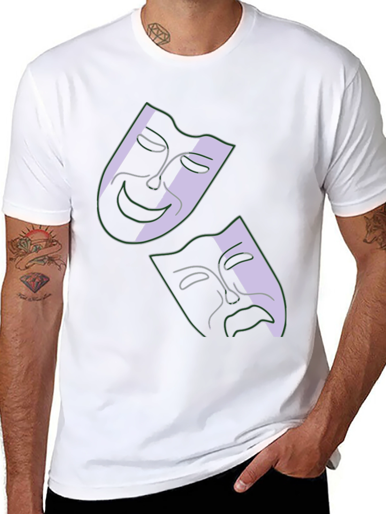 Comedy & Tragedy Masks Graphic Black T-Shirt