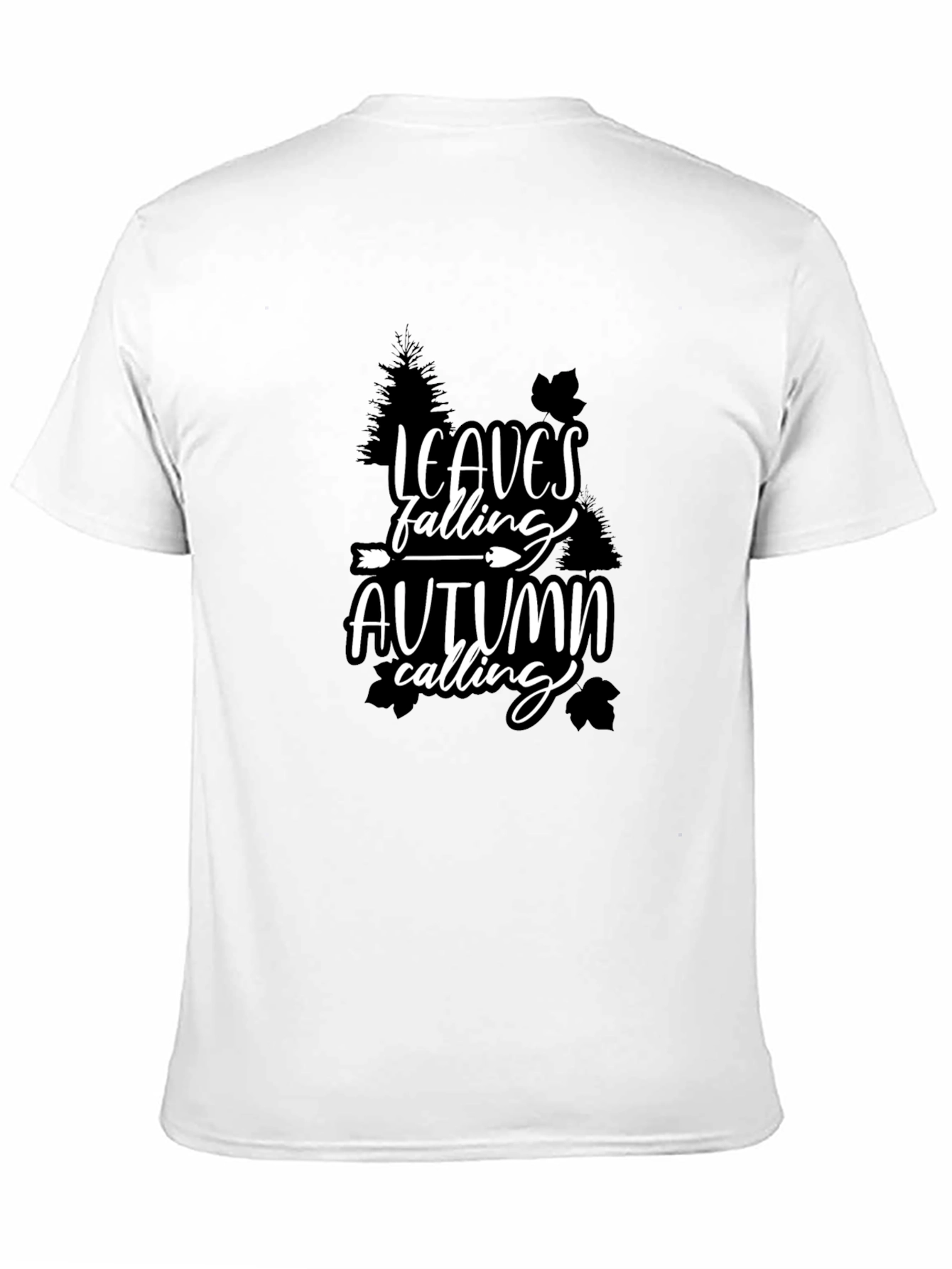 Leaves Falling Autumn Calling Graphic Tee - Black
