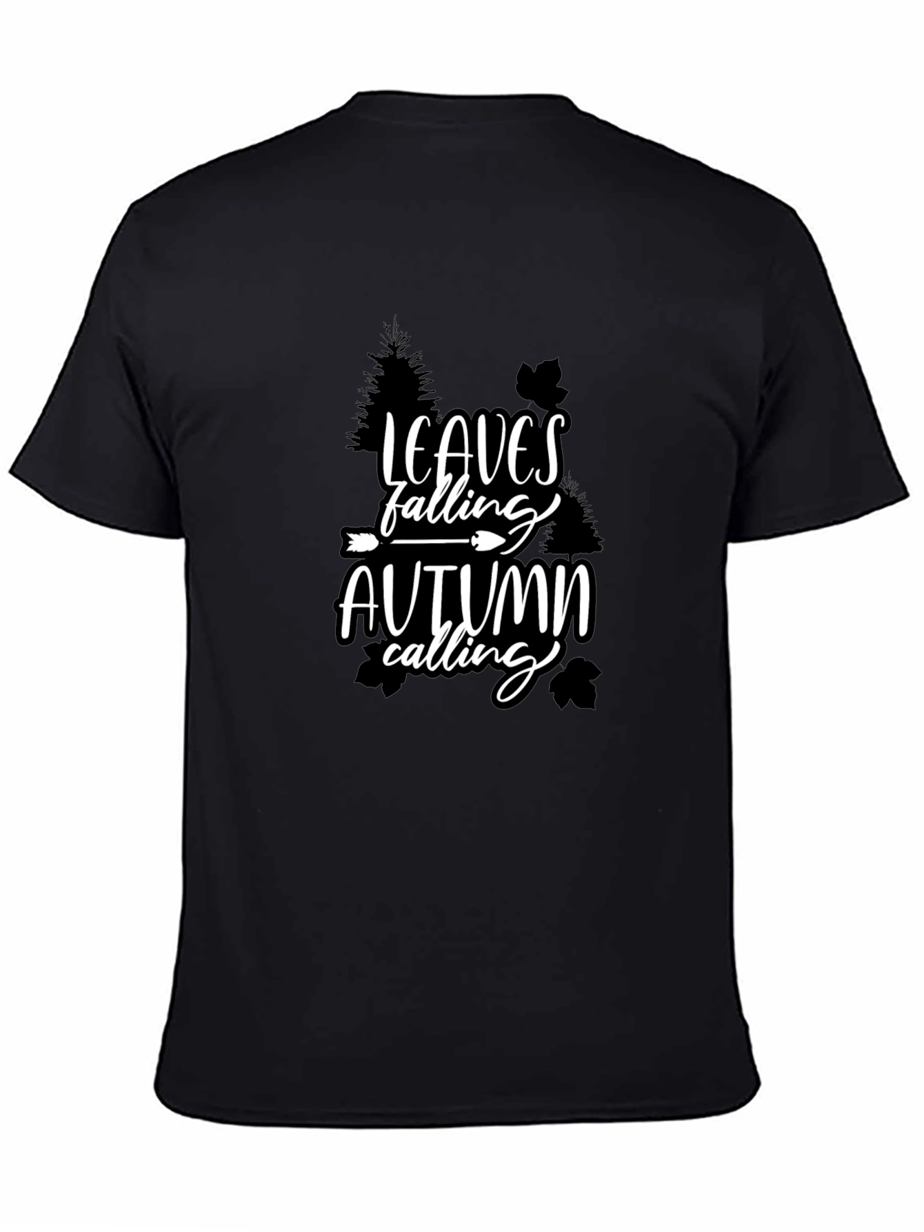 Leaves Falling Autumn Calling Graphic Tee - Black