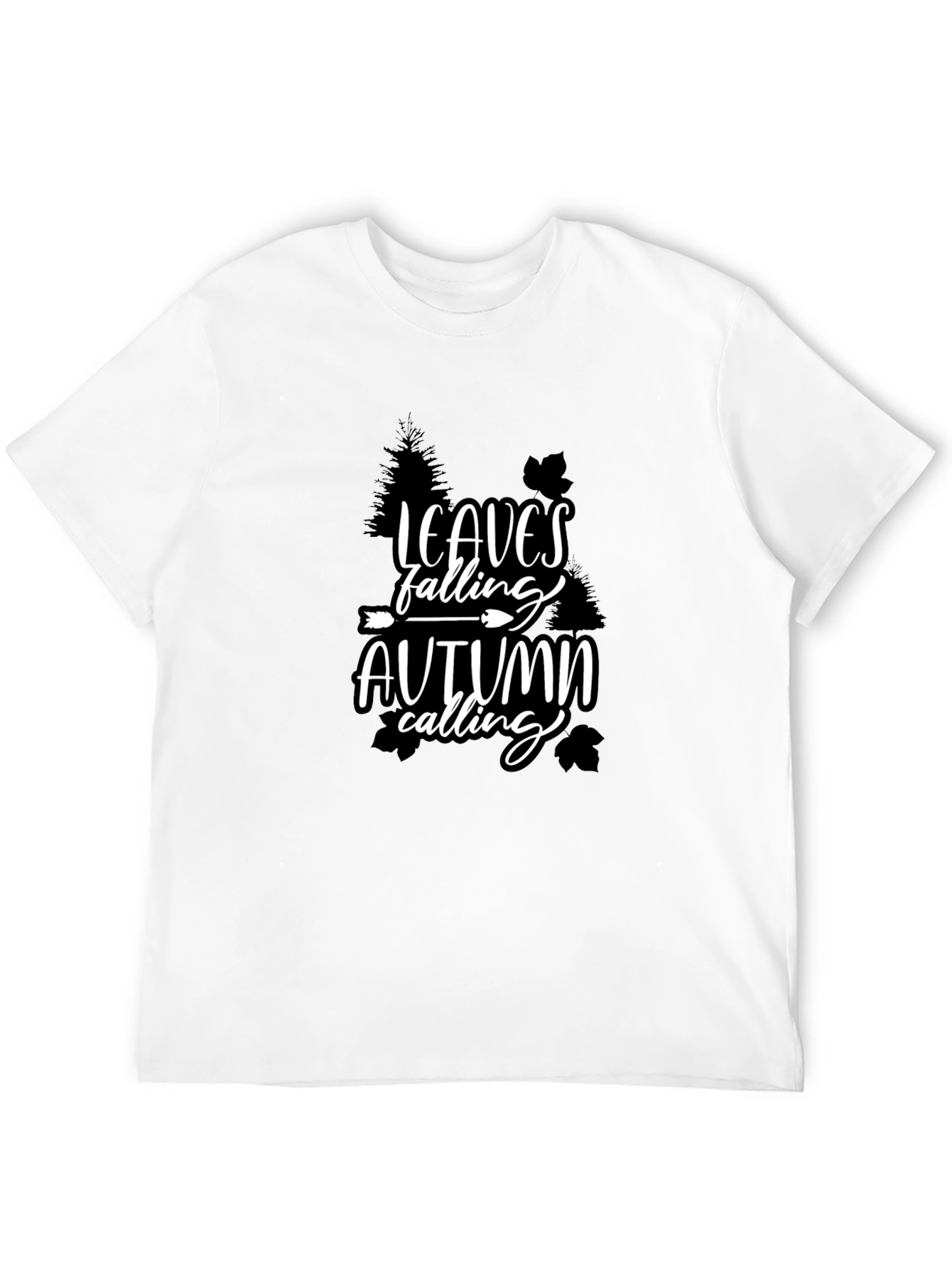 Leaves Falling Autumn Calling Graphic Tee - Black