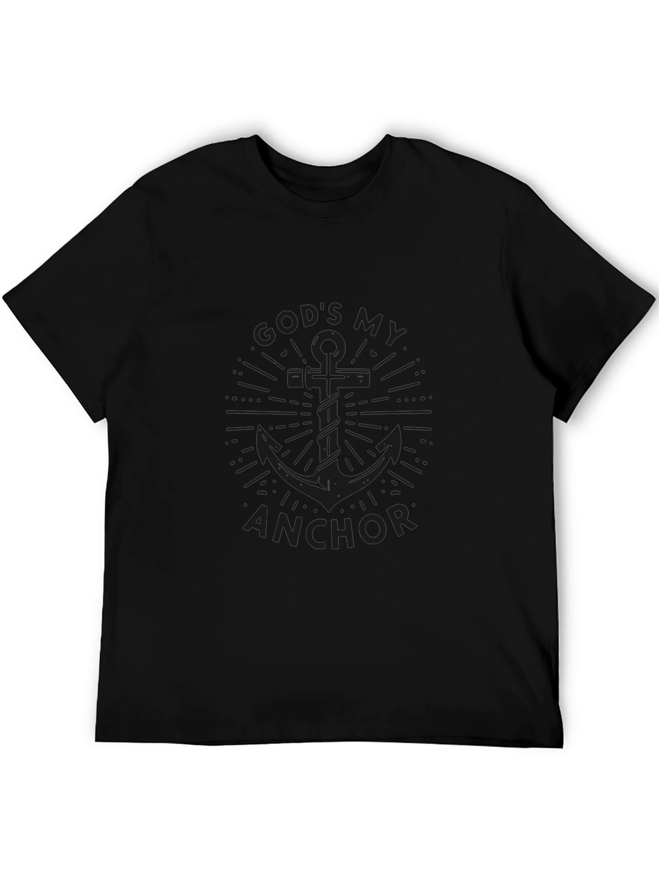 Mens Black Graphic T-Shirt - Gods My Anchor