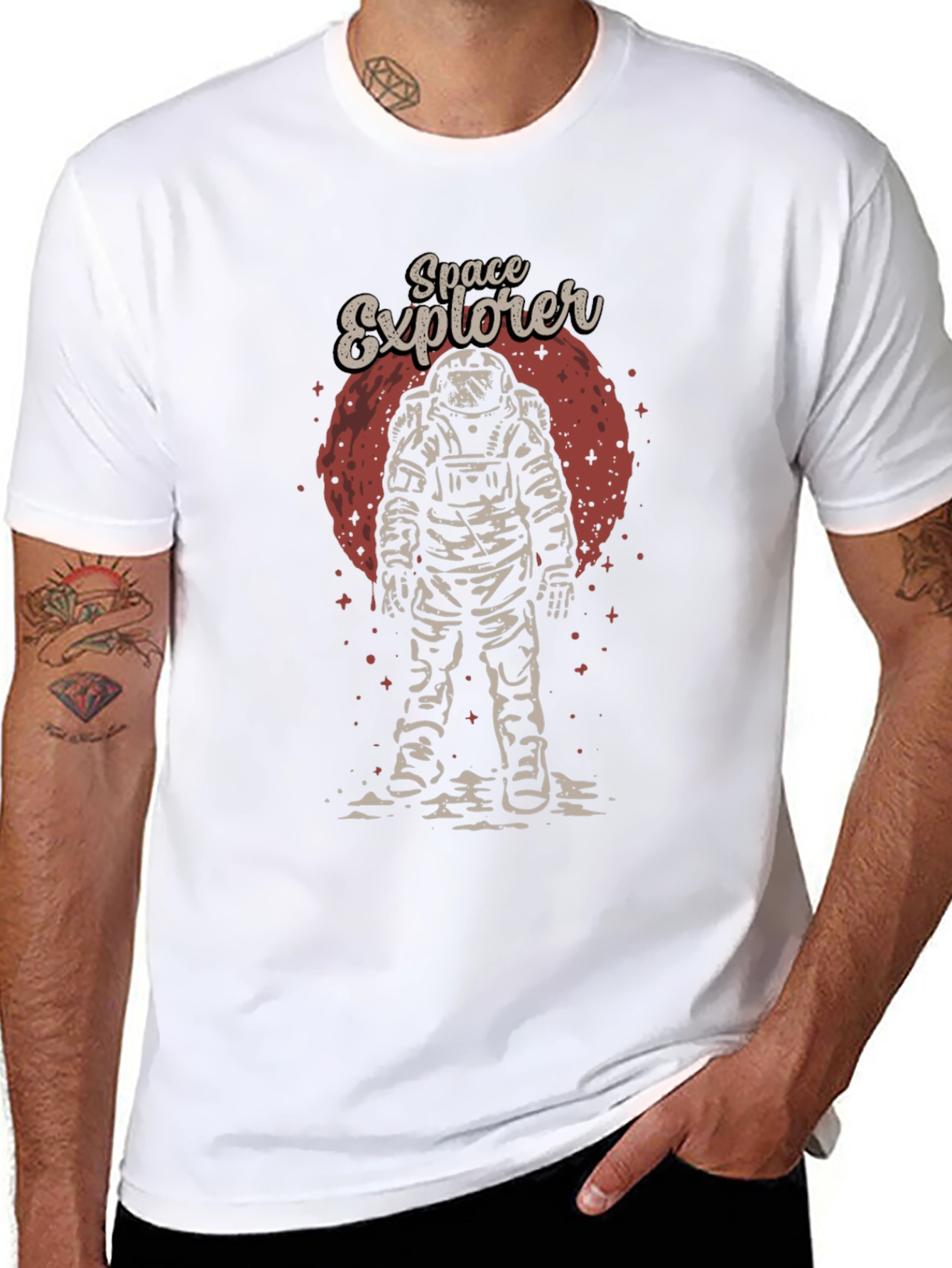 Space Explorer Graphic Tee - Retro Astronaut Design