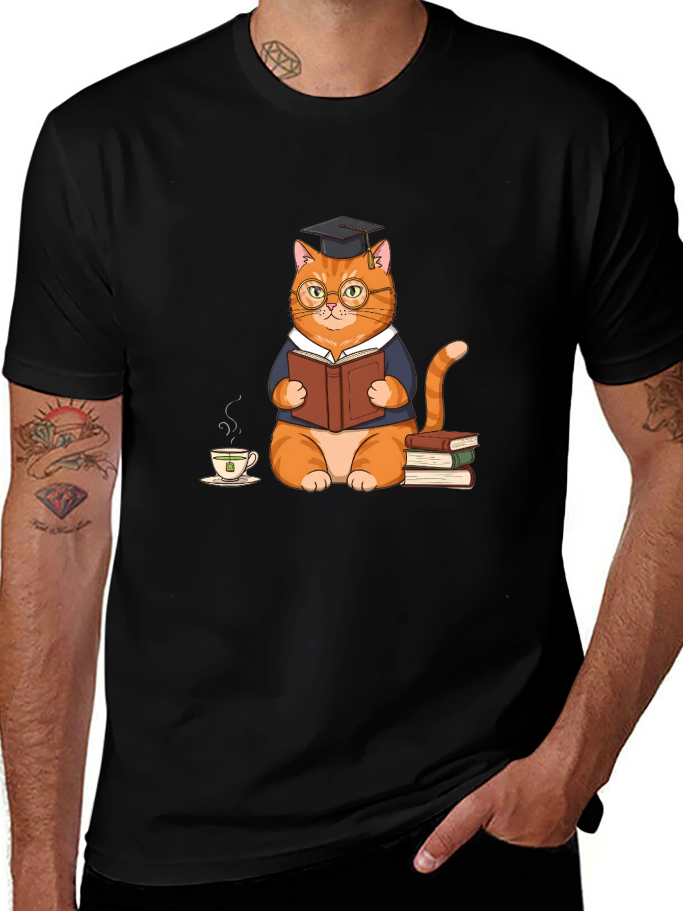 Bookish Cat T-Shirt: Scholar Style Tee