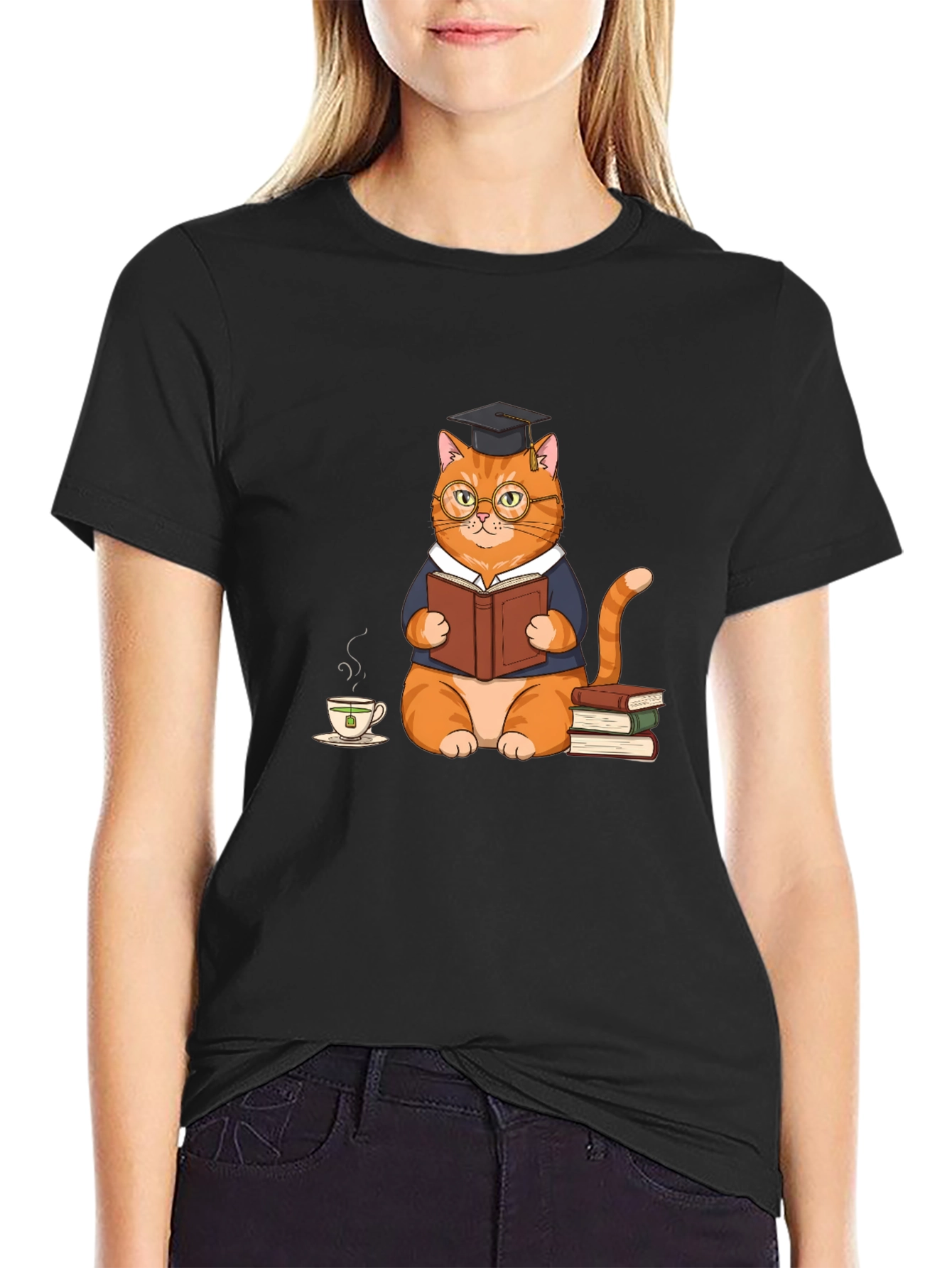 Bookish Cat T-Shirt: Scholar Style Tee
