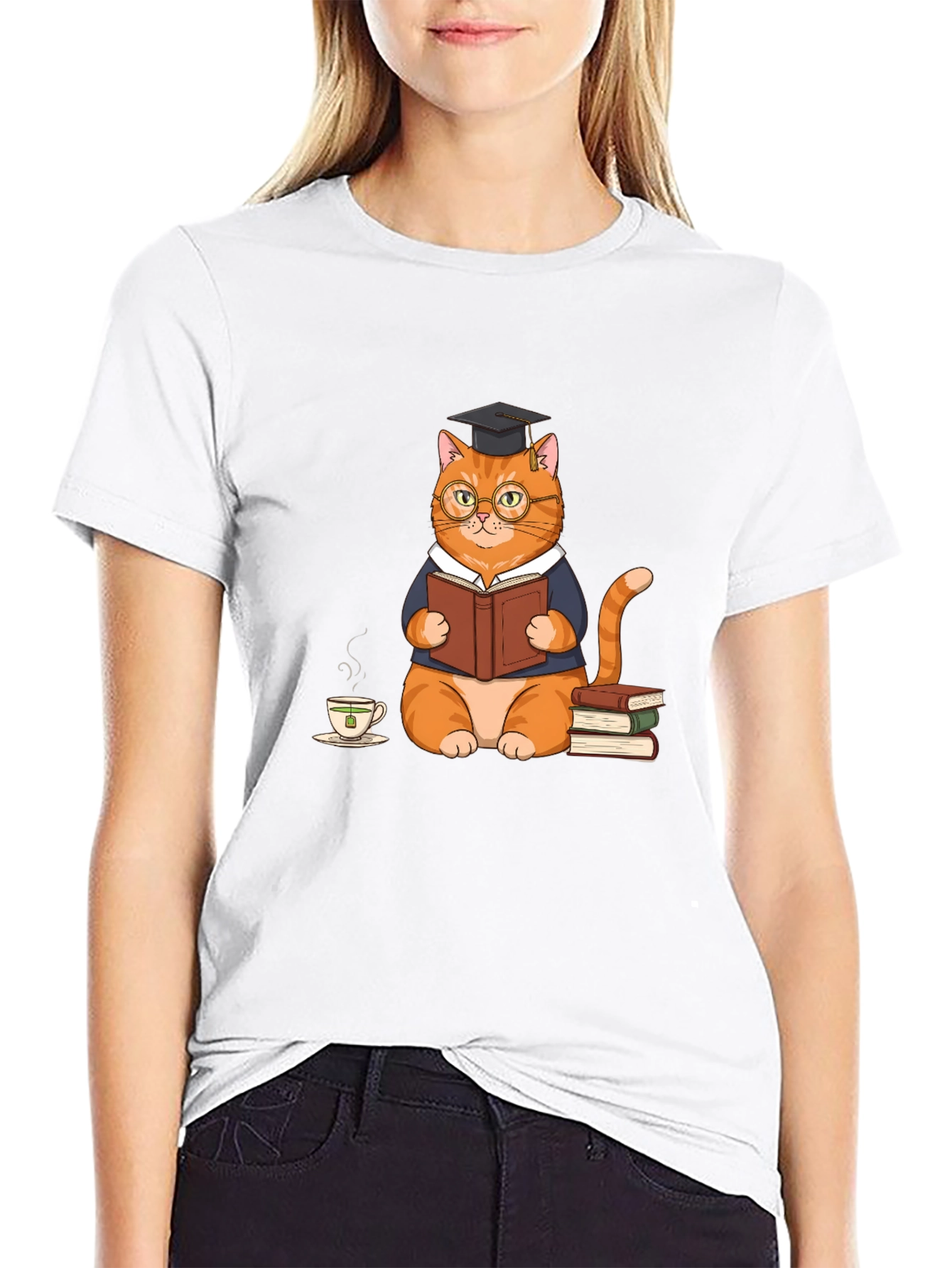 Bookish Cat T-Shirt: Scholar Style Tee