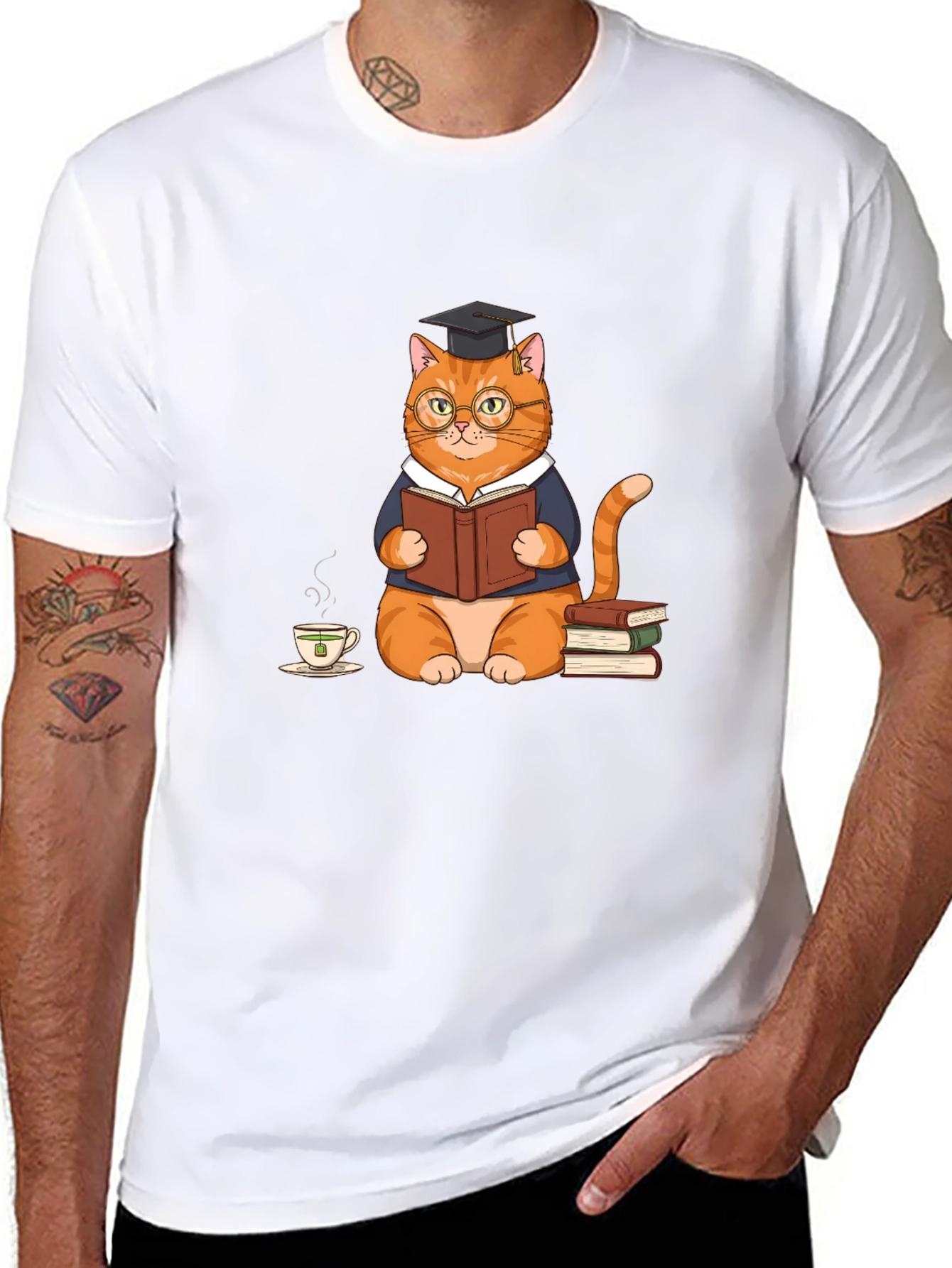 Bookish Cat T-Shirt: Scholar Style Tee
