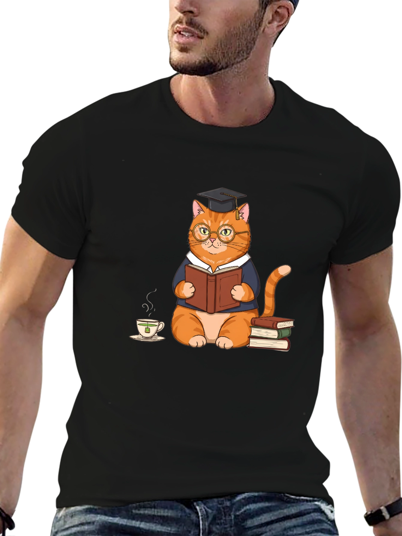 Bookish Cat T-Shirt: Scholar Style Tee