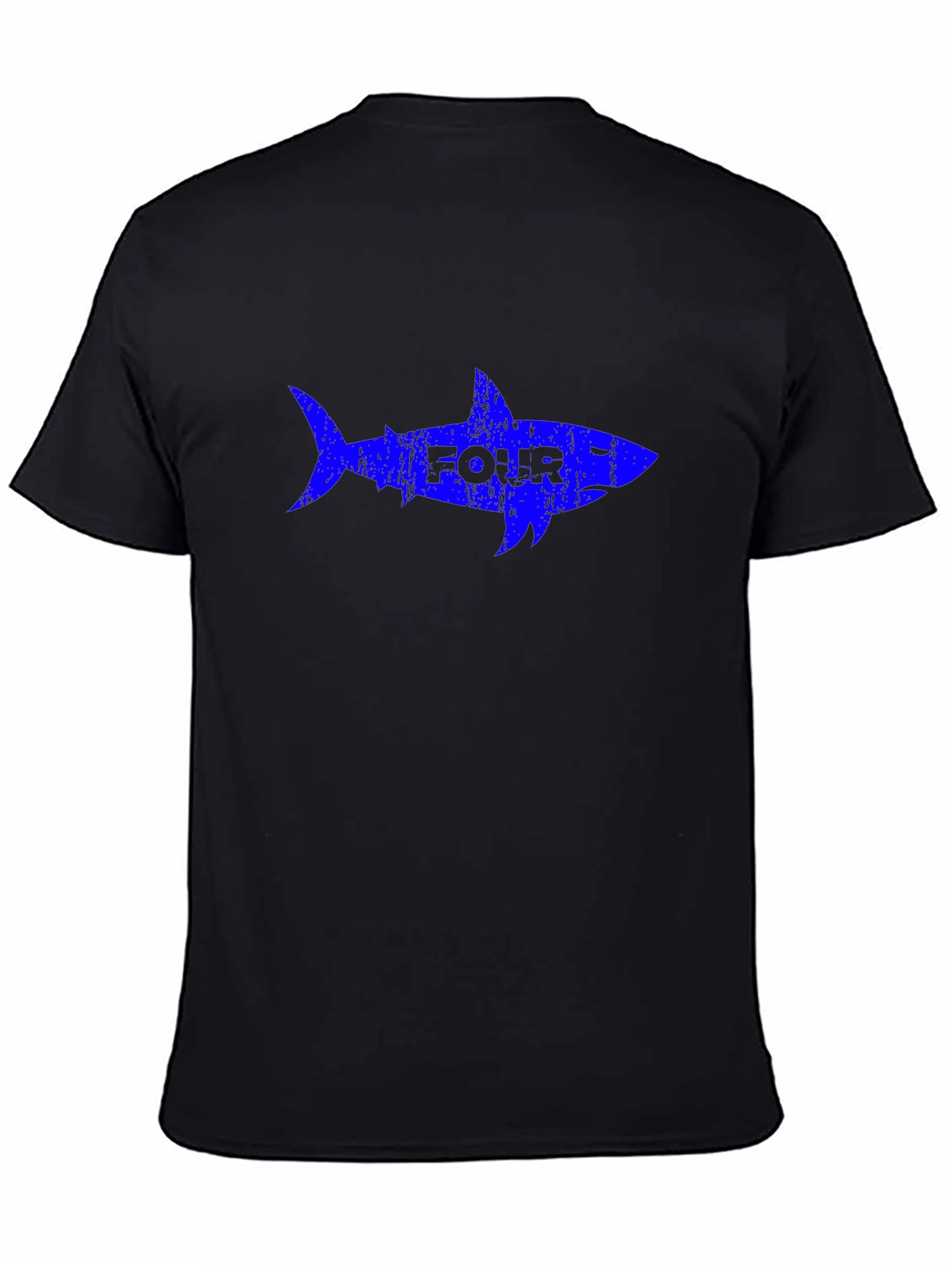 Four Shark Graphic Print Black T-Shirt