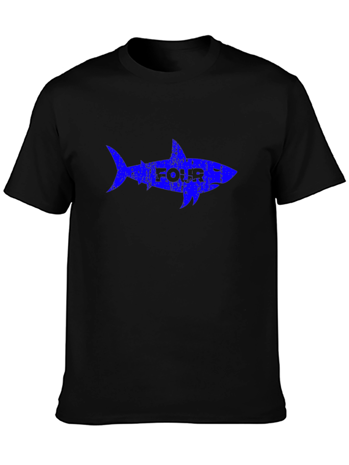 Four Shark Graphic Print Black T-Shirt