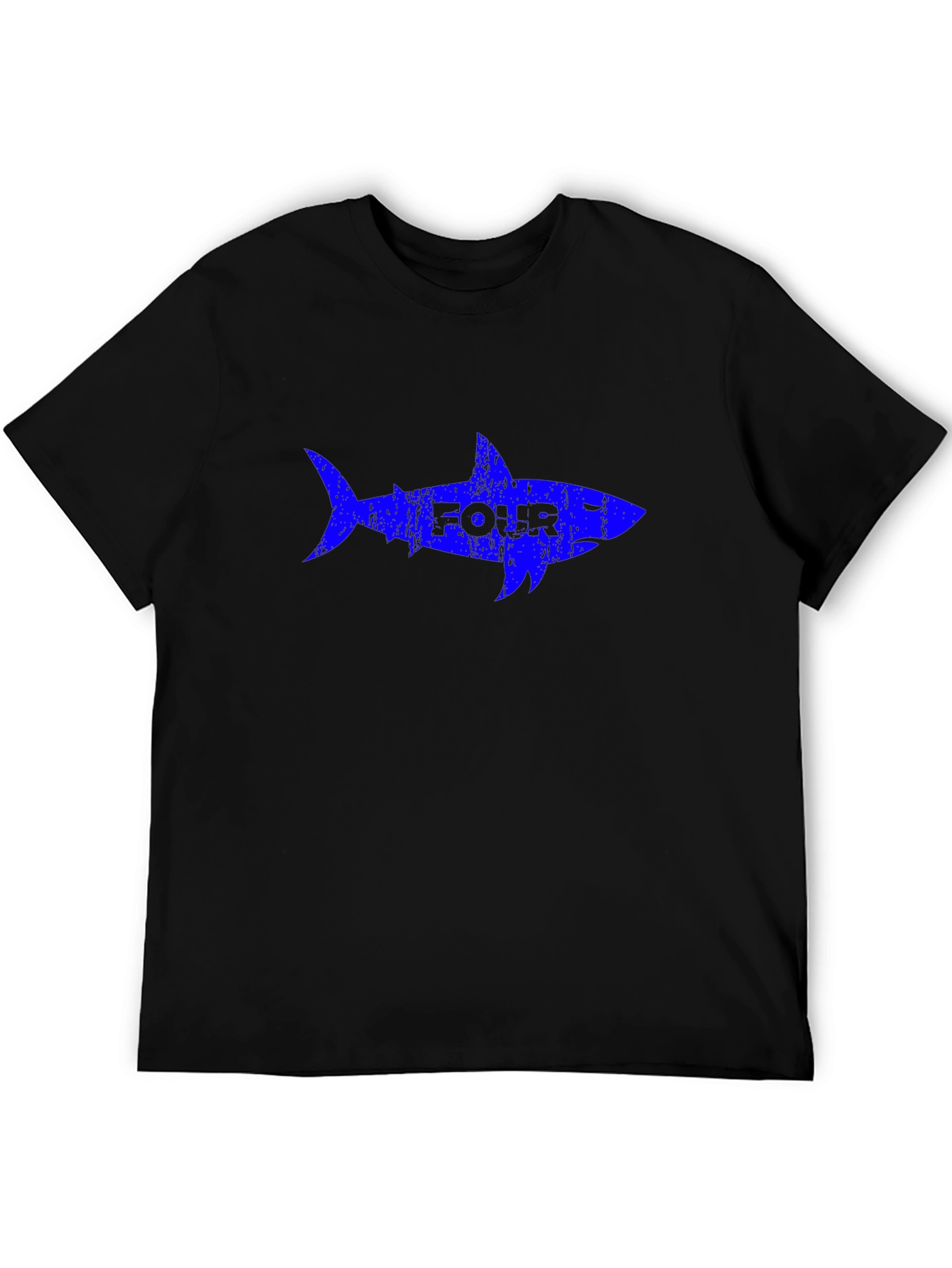 Four Shark Graphic Print Black T-Shirt