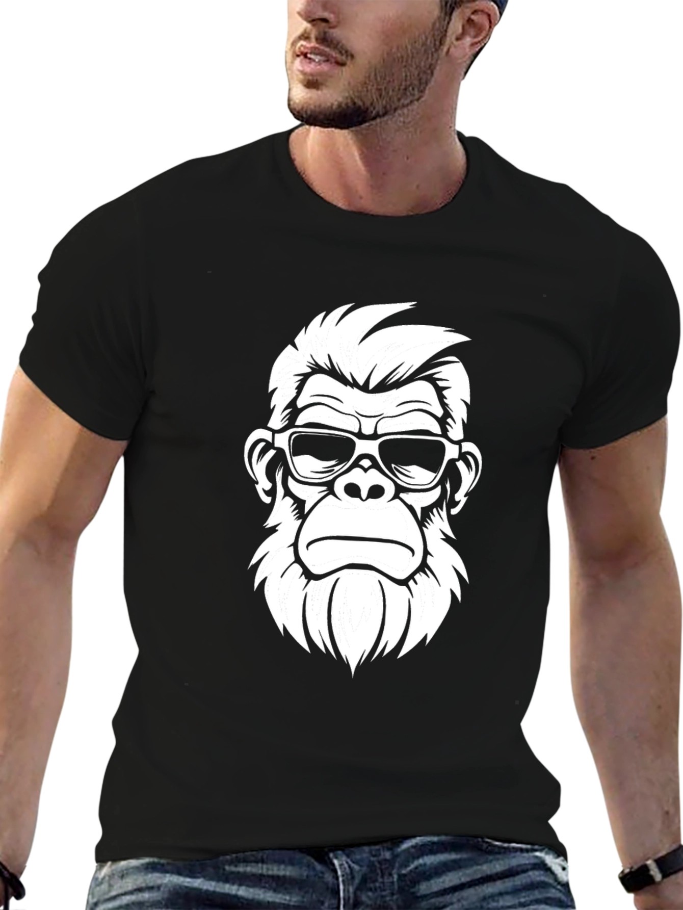 Cool Ape Graphic Tee - Black Cotton T-Shirt