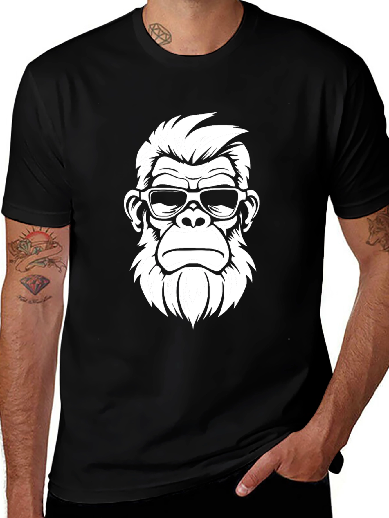 Cool Ape Graphic Tee - Black Cotton T-Shirt