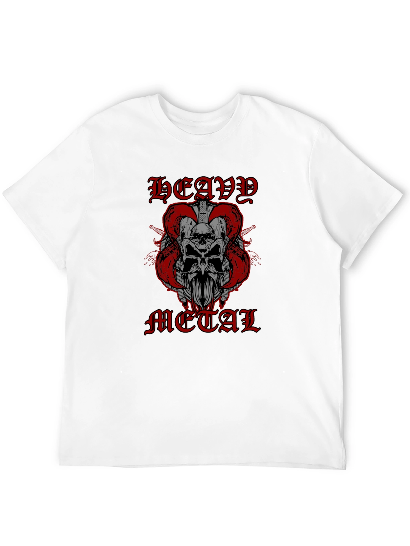 Heavy Metal Skull Horns Graphic T-Shirt