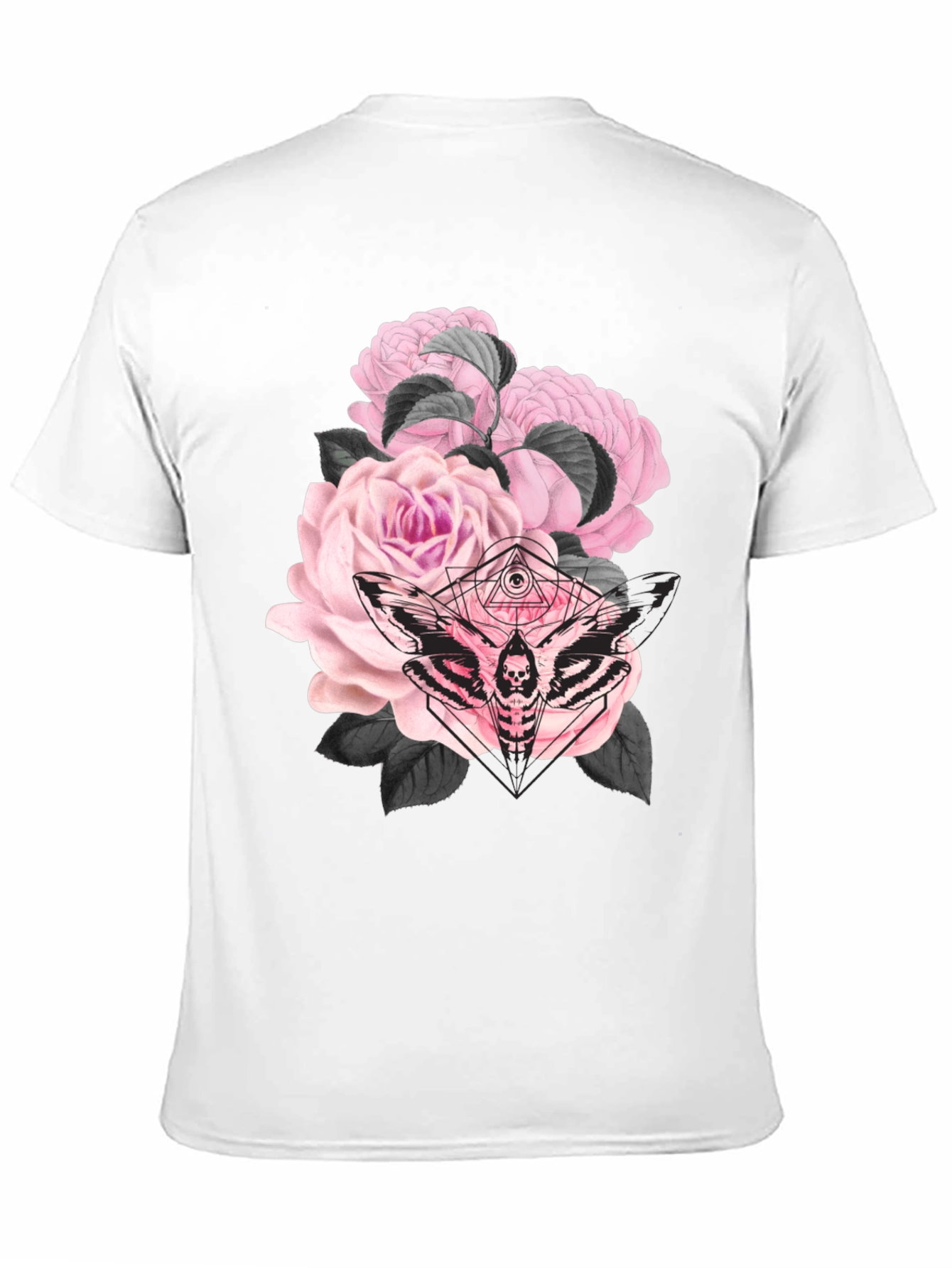 Gothic Floral Moth Black T-Shirt