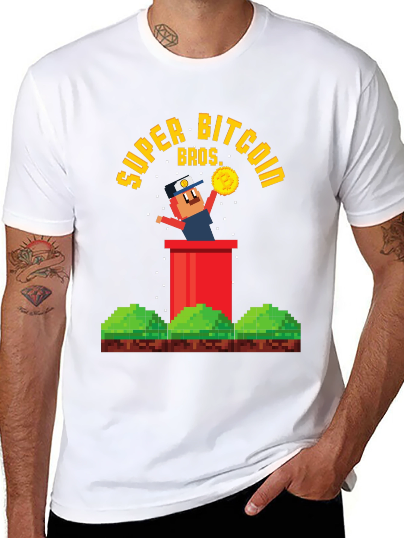 Super Bitcoin Bros T-Shirt - Crypto Gamer Tee
