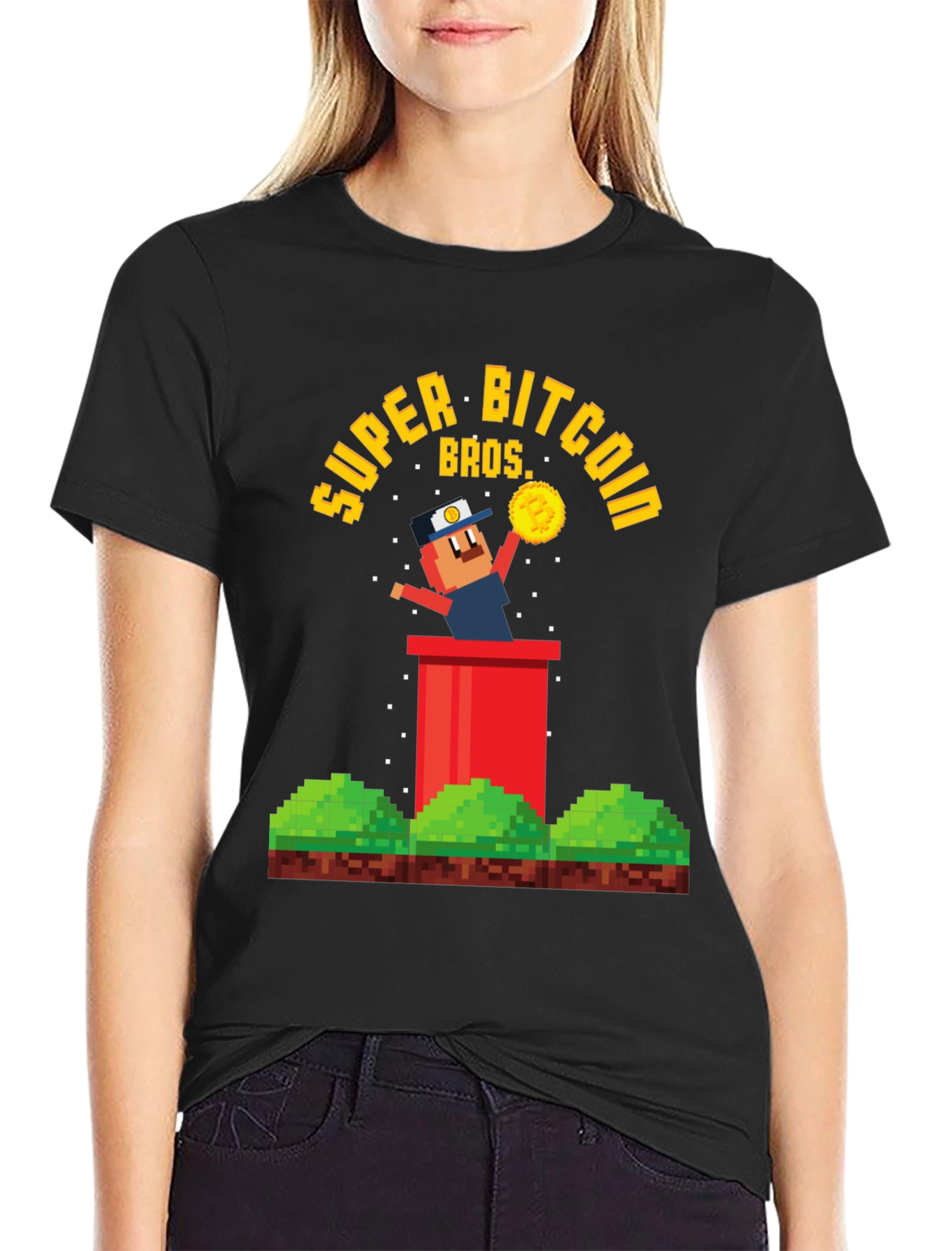 Super Bitcoin Bros T-Shirt - Crypto Gamer Tee