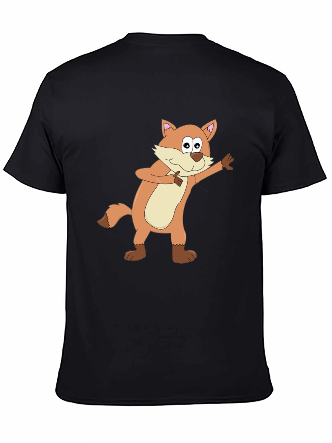 Cartoon Fox Graphic Black T-Shirt