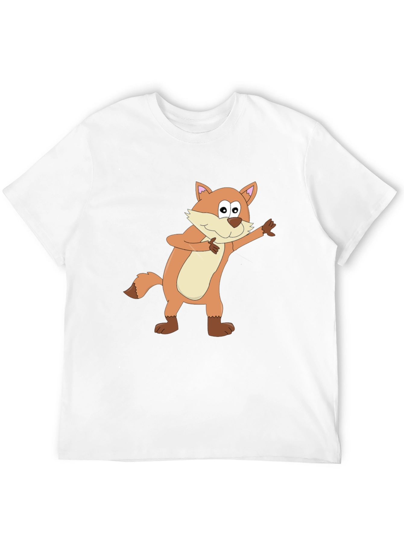 Cartoon Fox Graphic Black T-Shirt