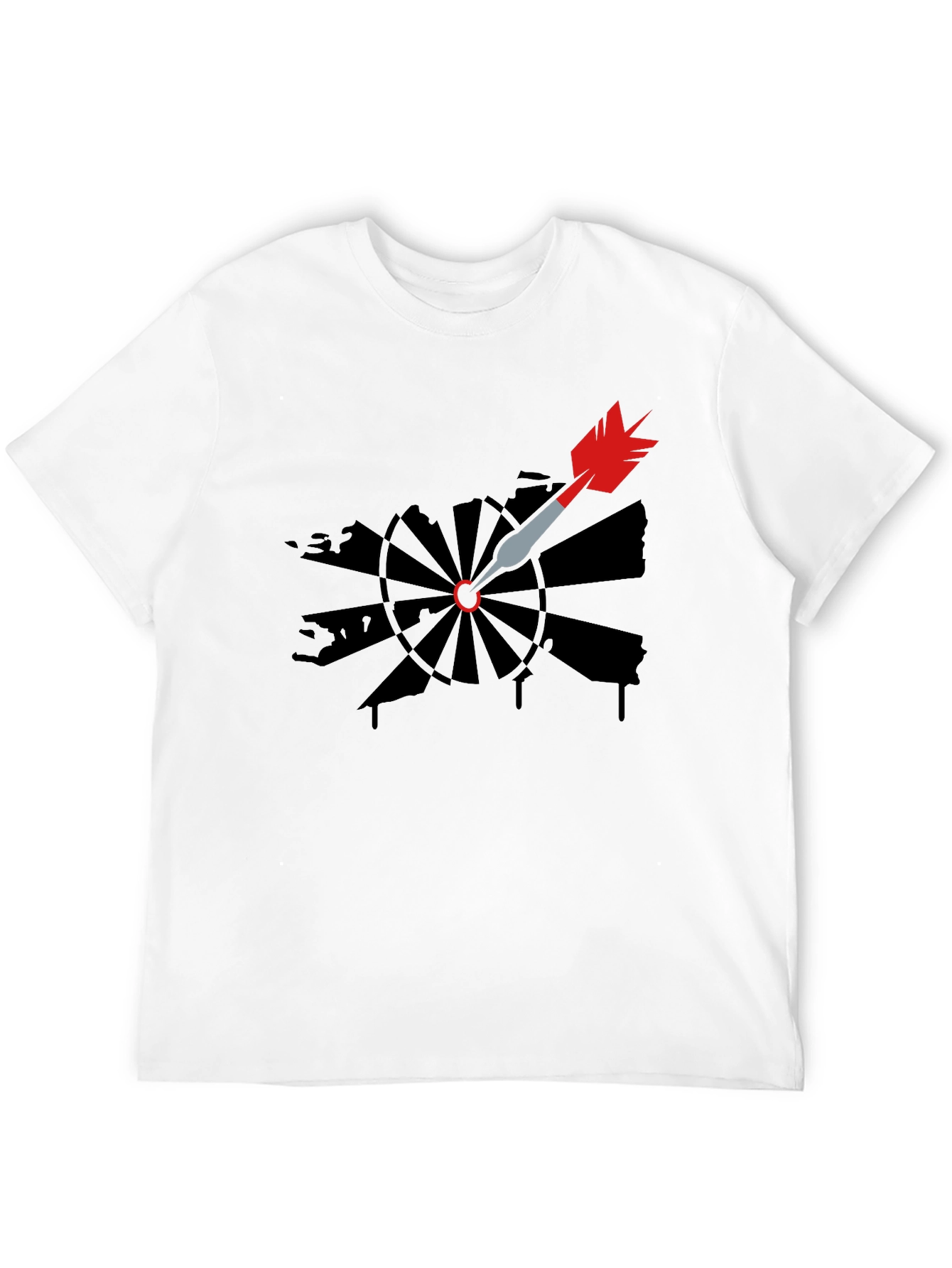 Dartboard Arrow Graphic Tee - Black Cotton Casual T-Shirt