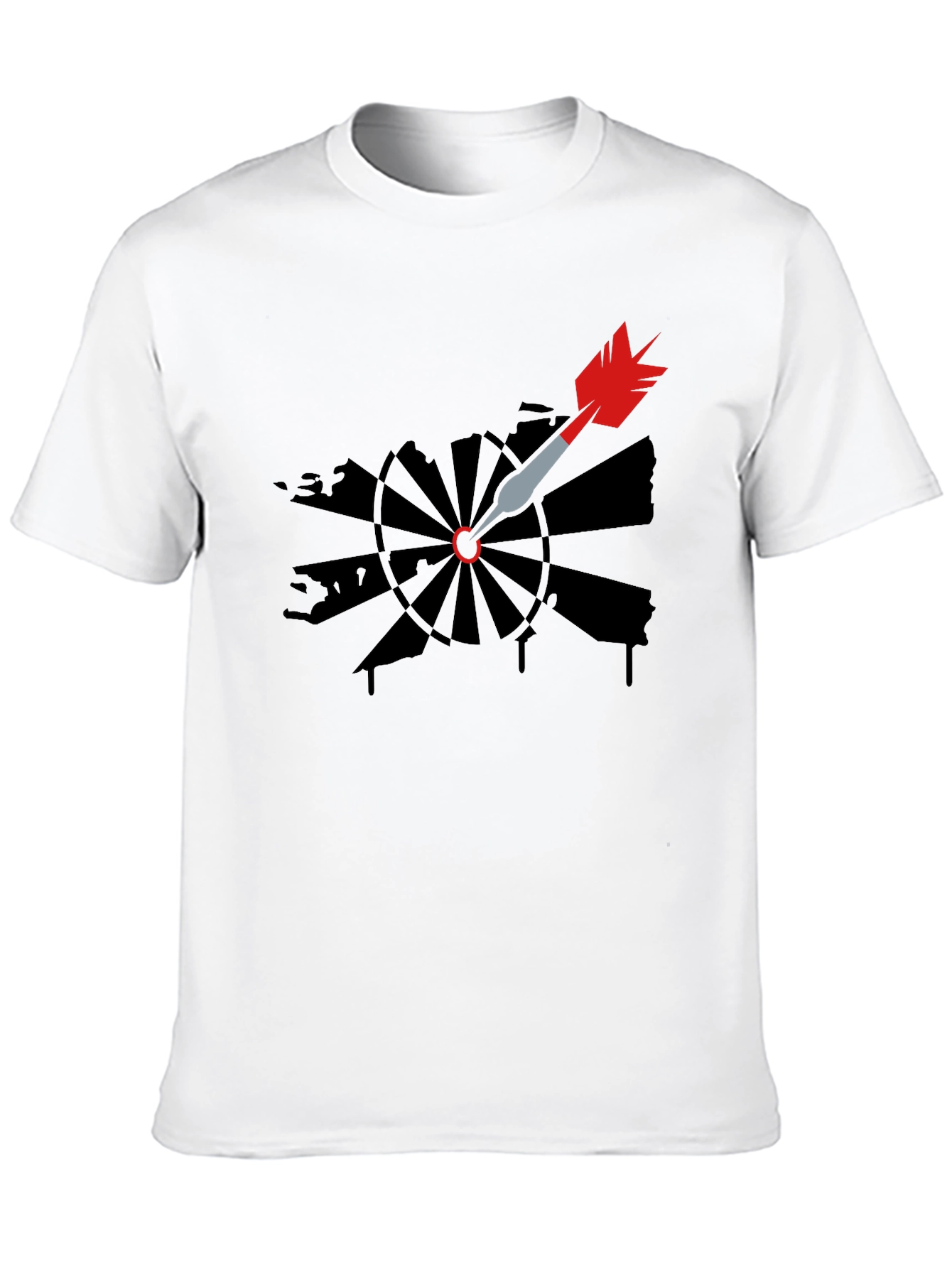 Dartboard Arrow Graphic Tee - Black Cotton Casual T-Shirt